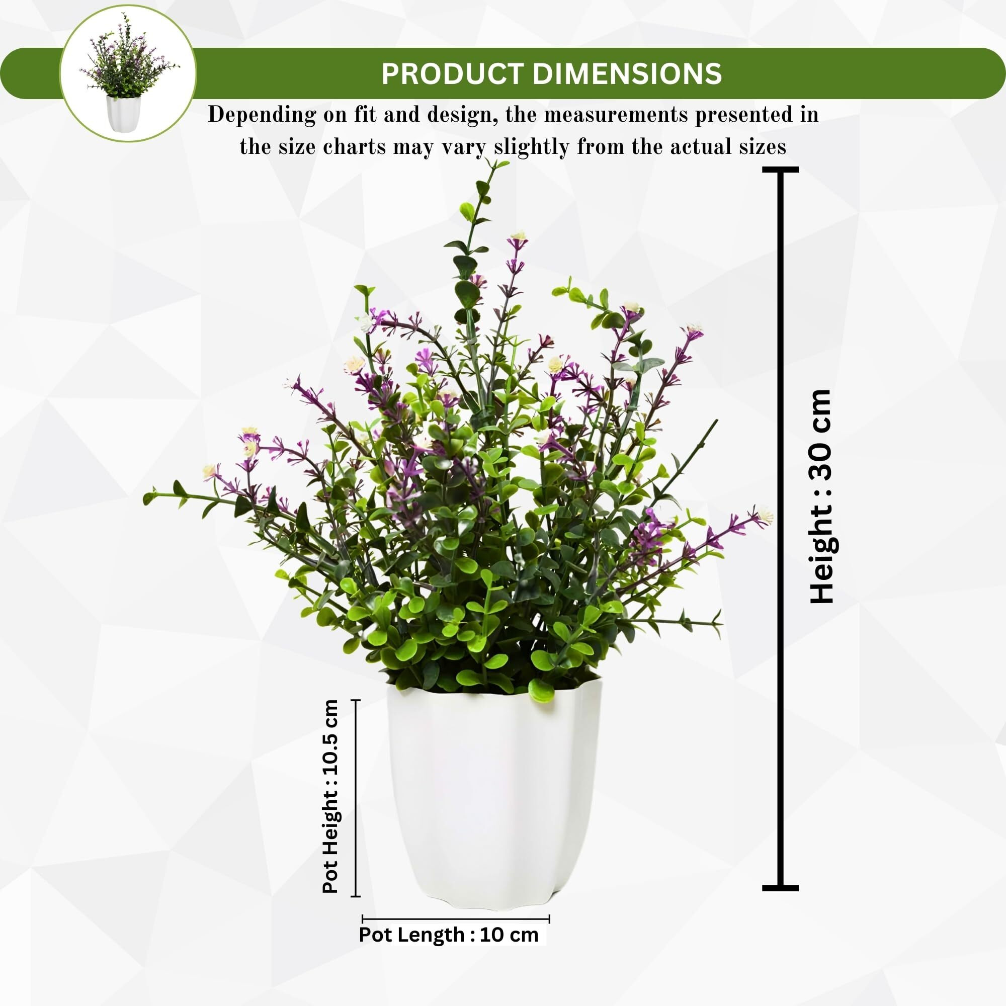 fancymart Artificial Plant Hackleberry Leaves in Pot Perfect Potted Decoration for Home Living Room & Office Spaces Height - 30cm