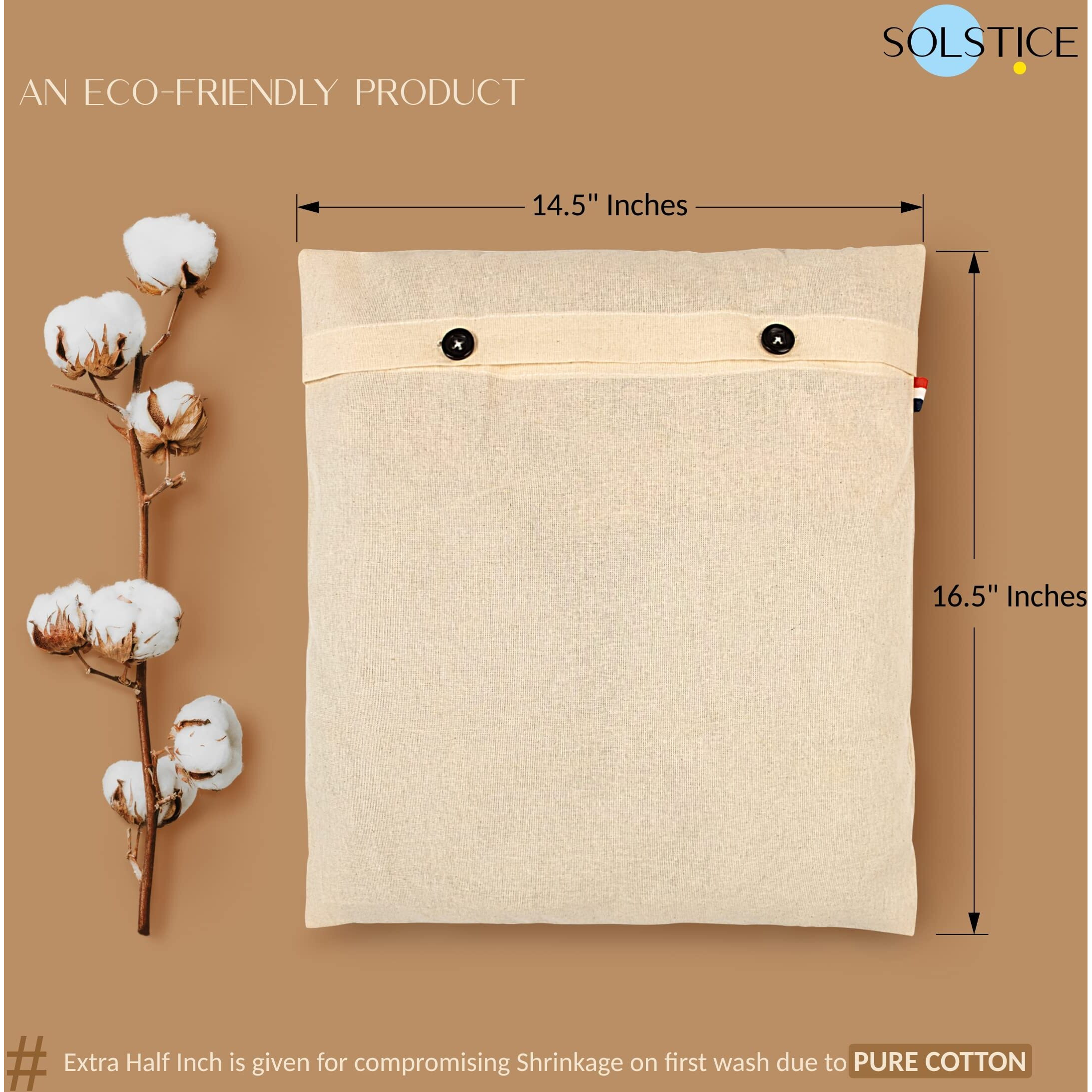 Solstice Cotton Saree Bags For Silk Saree Covers | Clothes Covers For Storage Pack Of 8 Of 16 X 14 (Inches) For Clothes Storage Bag | Wardrobe Organizer (Plain) - White