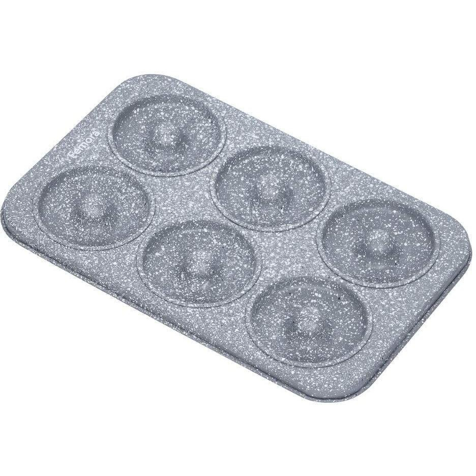 Femora Carbon Steel Stone Ware Non-Stick Coated Doughnut Tray, 6 Slots (27.9 x 17.7 x 3 cm)