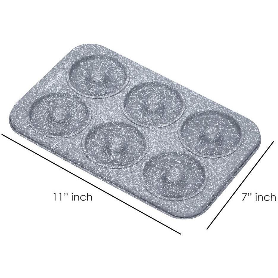 Femora Carbon Steel Stone Ware Non-Stick Coated Doughnut Tray, 6 Slots (27.9 x 17.7 x 3 cm)