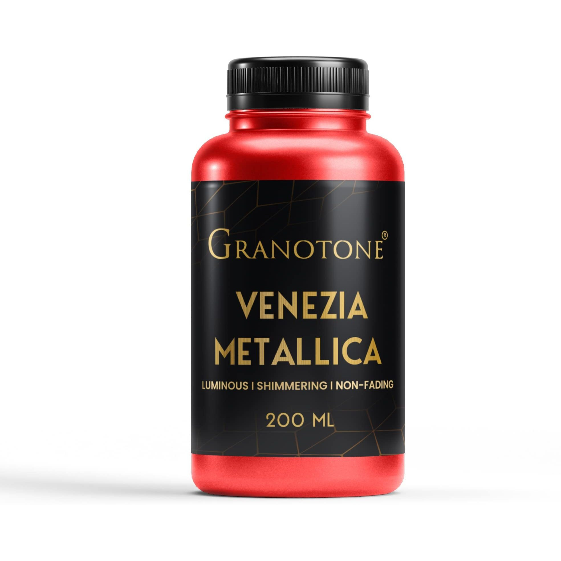 GRANOTONE Acrylic Venezia Metallic Colour 200 ML Extra Sheen Non Fading Indoor/Outdoor Non Toxic Multi-Surface Pro Artist Hobby Painters & Kid Made in India RED