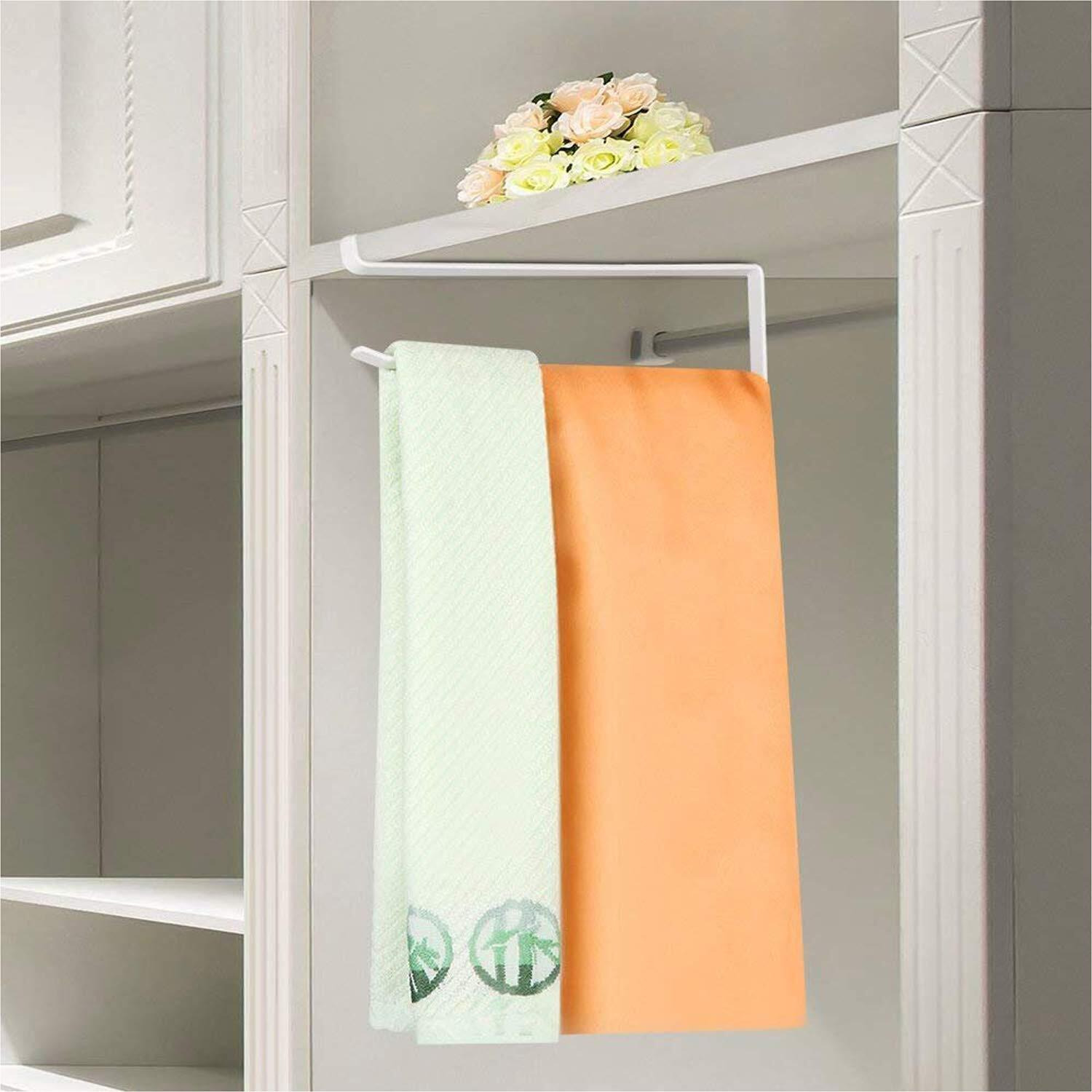 HOKIPO Over The Cabinet Door Kitchen Napkin and Paper Towel Holder - White (Pack of 2)