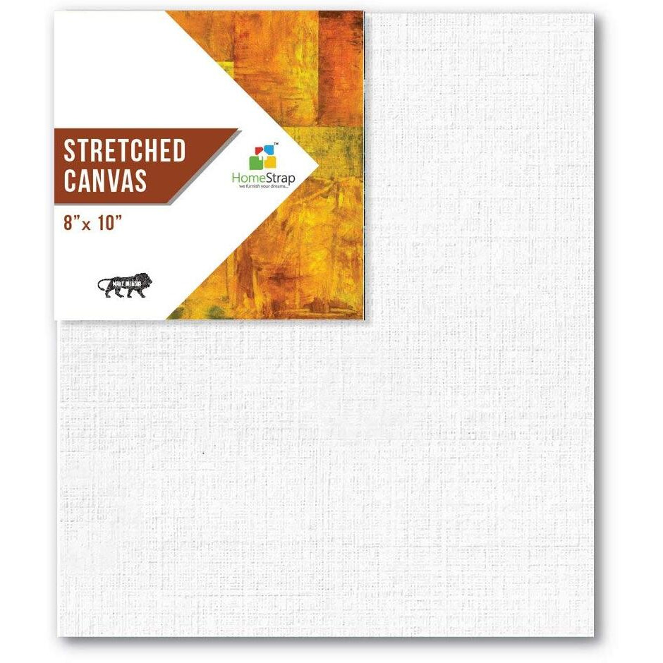 Homestrap Primed Cotton Pre Stretched Canvas with Wooden Frame White, 8 x 10 Inch (Pack of 4)