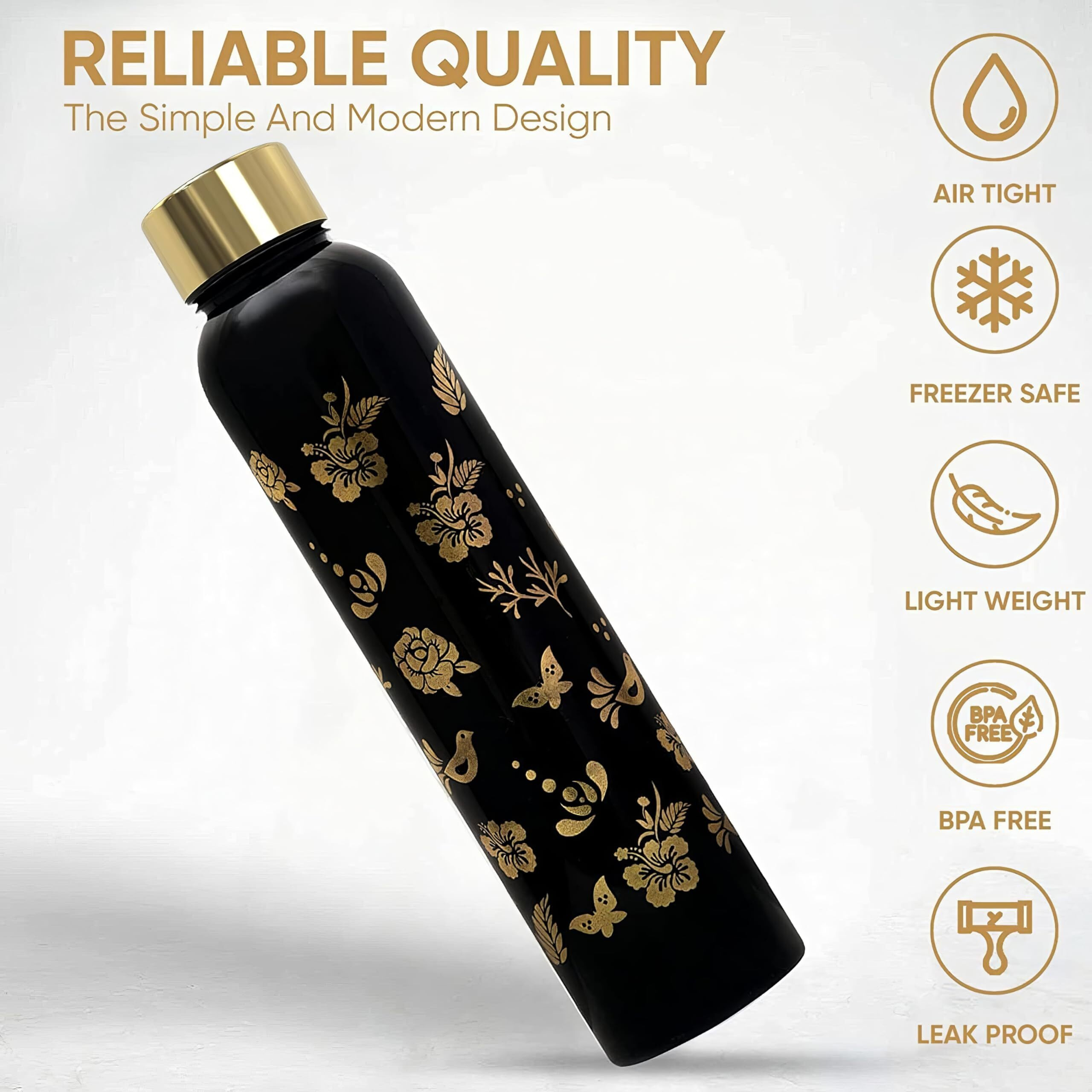 KWER Plastic 1-Litre Water Bottle For Office And Home Use-Stay Hydrated All Day With This Versatile Water Bottle For Home And Stylish Bottles 1 Litre (Pack Of 3, Black)