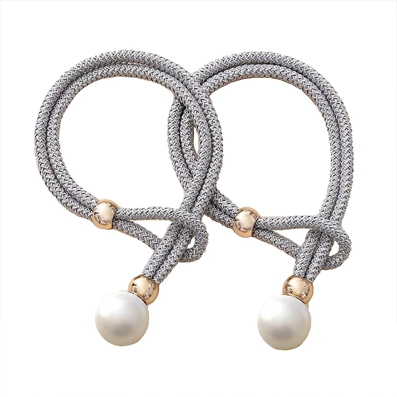 Home Cloud Adjustable Length Braided Rope Indoor Home Decor Hanging Ball Curtain Tieback (Grey)