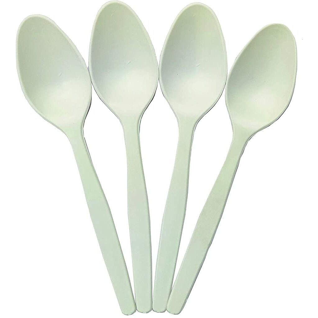 G 1 Corn Starch Disposable Biodegradable Spoon | 6 Inch | Cream | 50 Pcs - Cornstarch