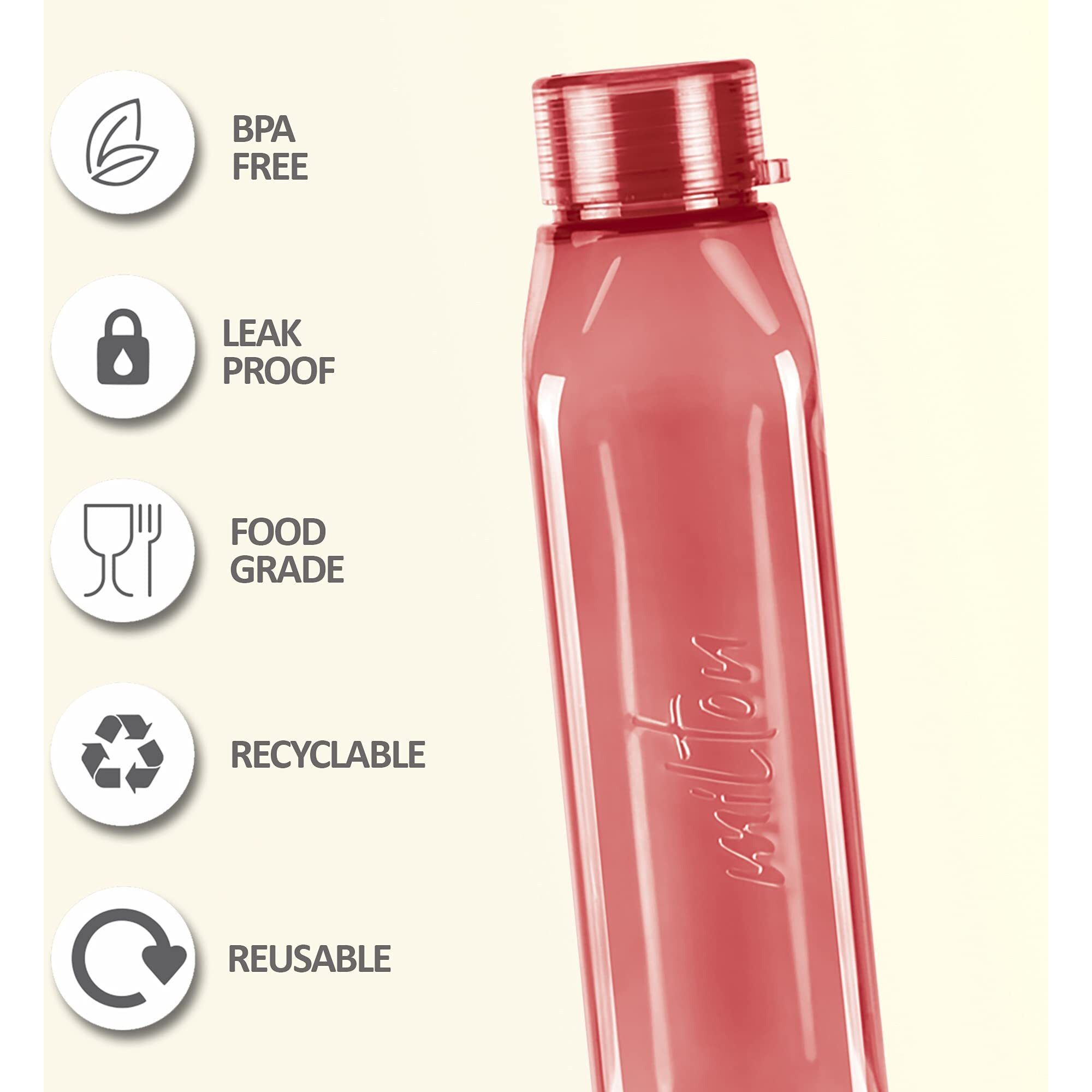 MILTON Prime 1000 Pet Water Bottle, 1 Piece, 1 Litre, Burgundy | BPA Free | 100% Leak Proof | Office Bottle | Gym Bottle | Home | Kitchen | Travel Bottle | Hiking | Treking Bottle