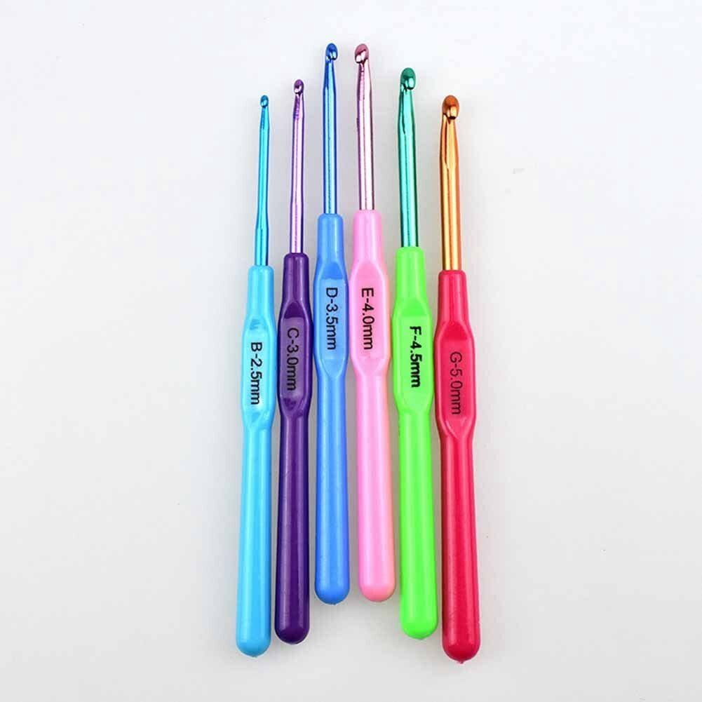 RangTeq Pack of 6 Crochet Hooks 2Mm-5Mm Aluminium Knitting Needles Crochet Kit