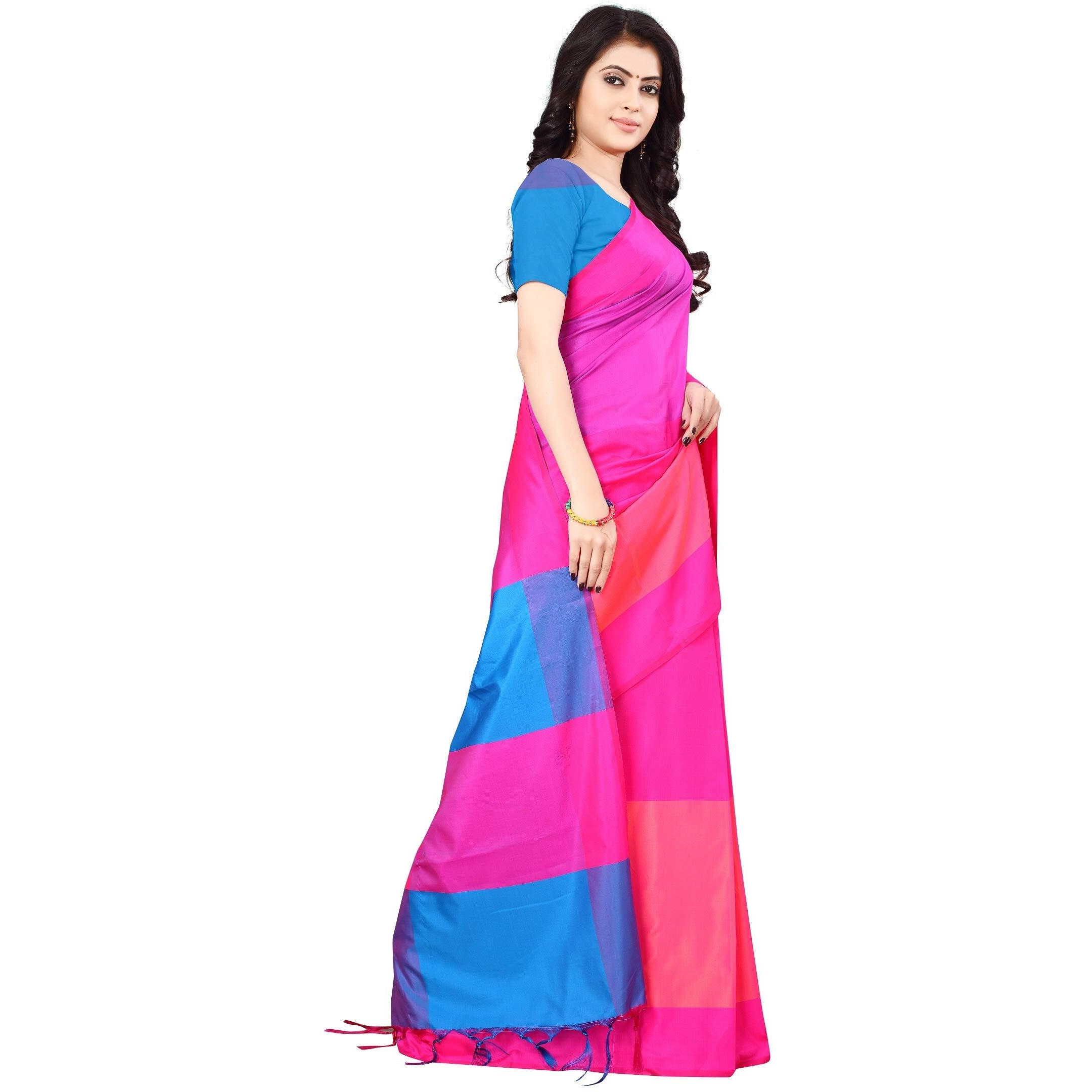 GRECIILOOKS Womens Art Silk Saree with Blouse (Pink)