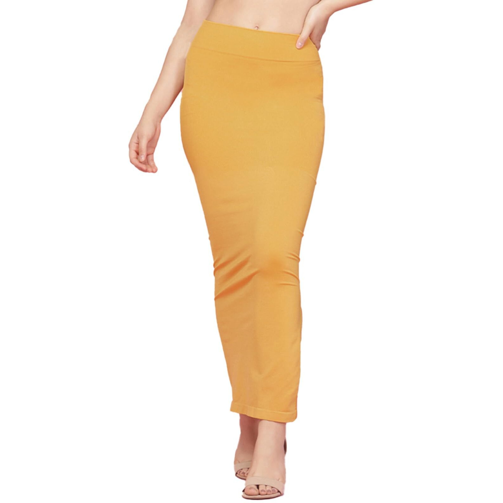 Clovia Womens Petticoat Style Saree Shapewear with Side Slit (SW0023P07_Yellow_M)