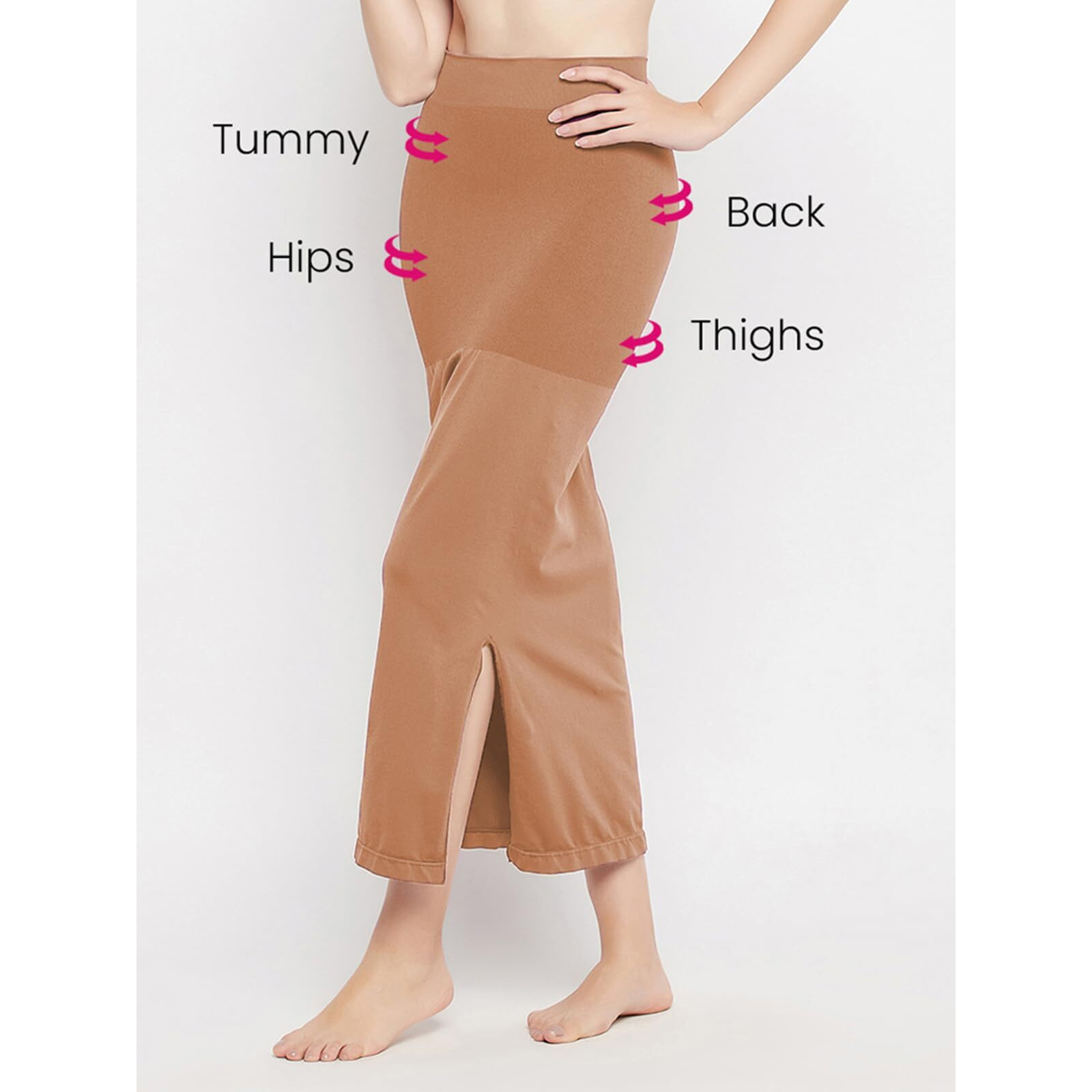 Clovia Womens Petticoat Style Saree Shapewear with Side Slit (SW0023A24_Brown_XL)