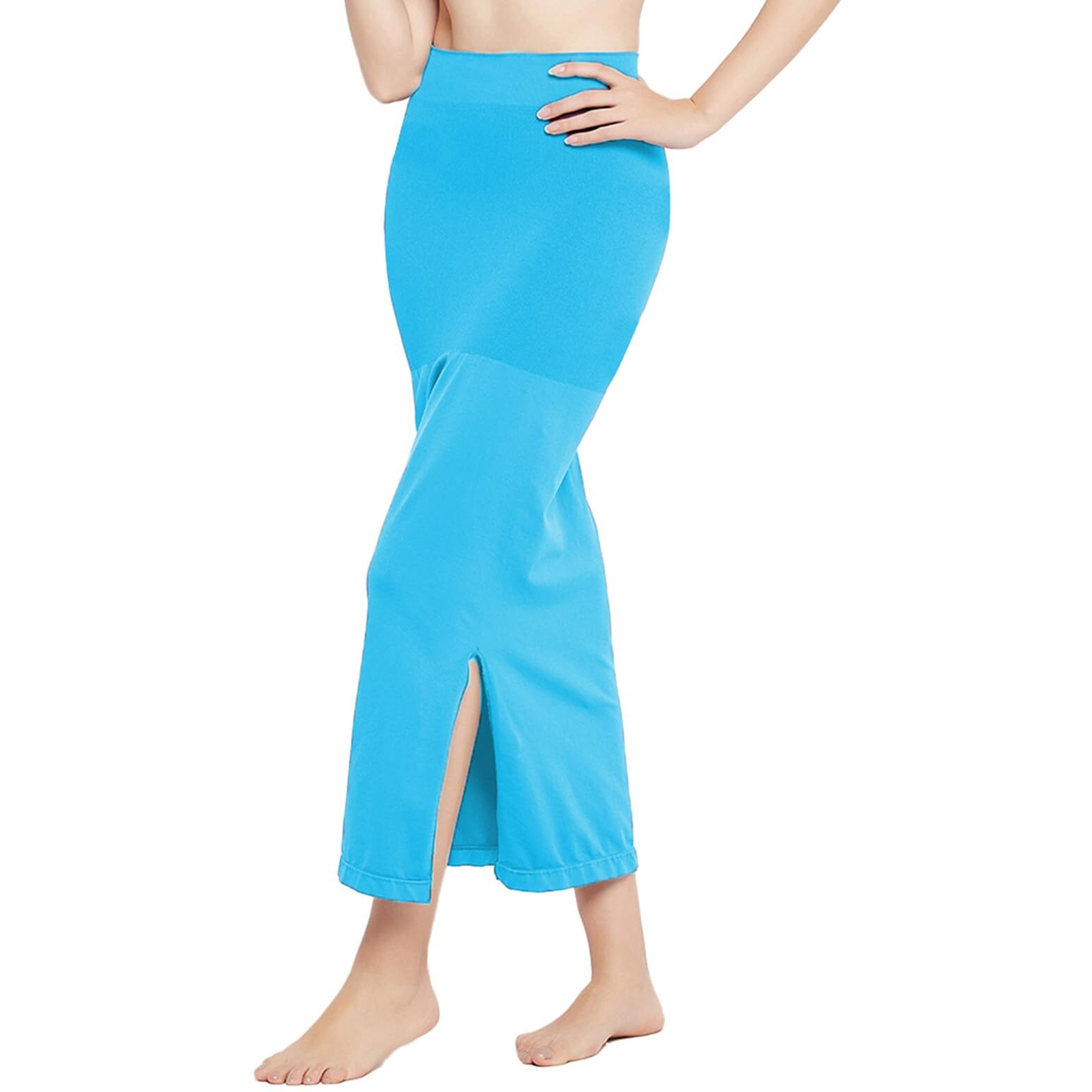 Clovia Womens Petticoat Style Saree Shapewear with Side Slit (SW0023P47_Blue_S)