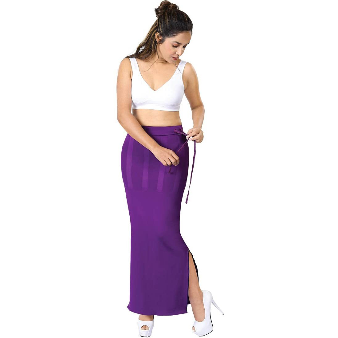 dermawear Women Blended Fabric Saree Shapewear Petticoat (Purple X-Large)