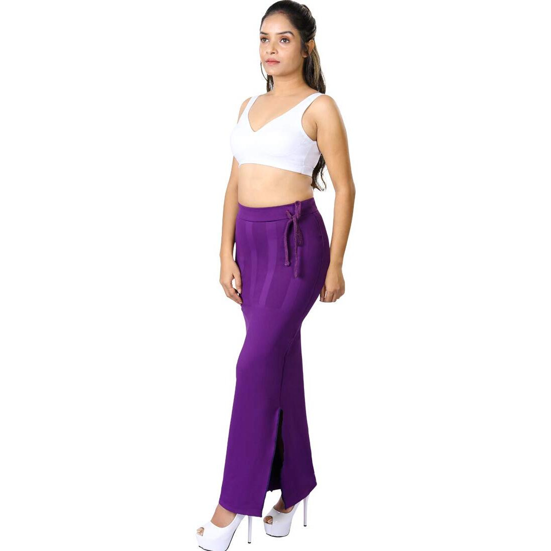 dermawear Women Blended Fabric Saree Shapewear Petticoat (Purple 3XL)