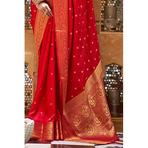 SWORNOF Womens Kanjivaram Banarasi Silk Saree Patola saree (RED)