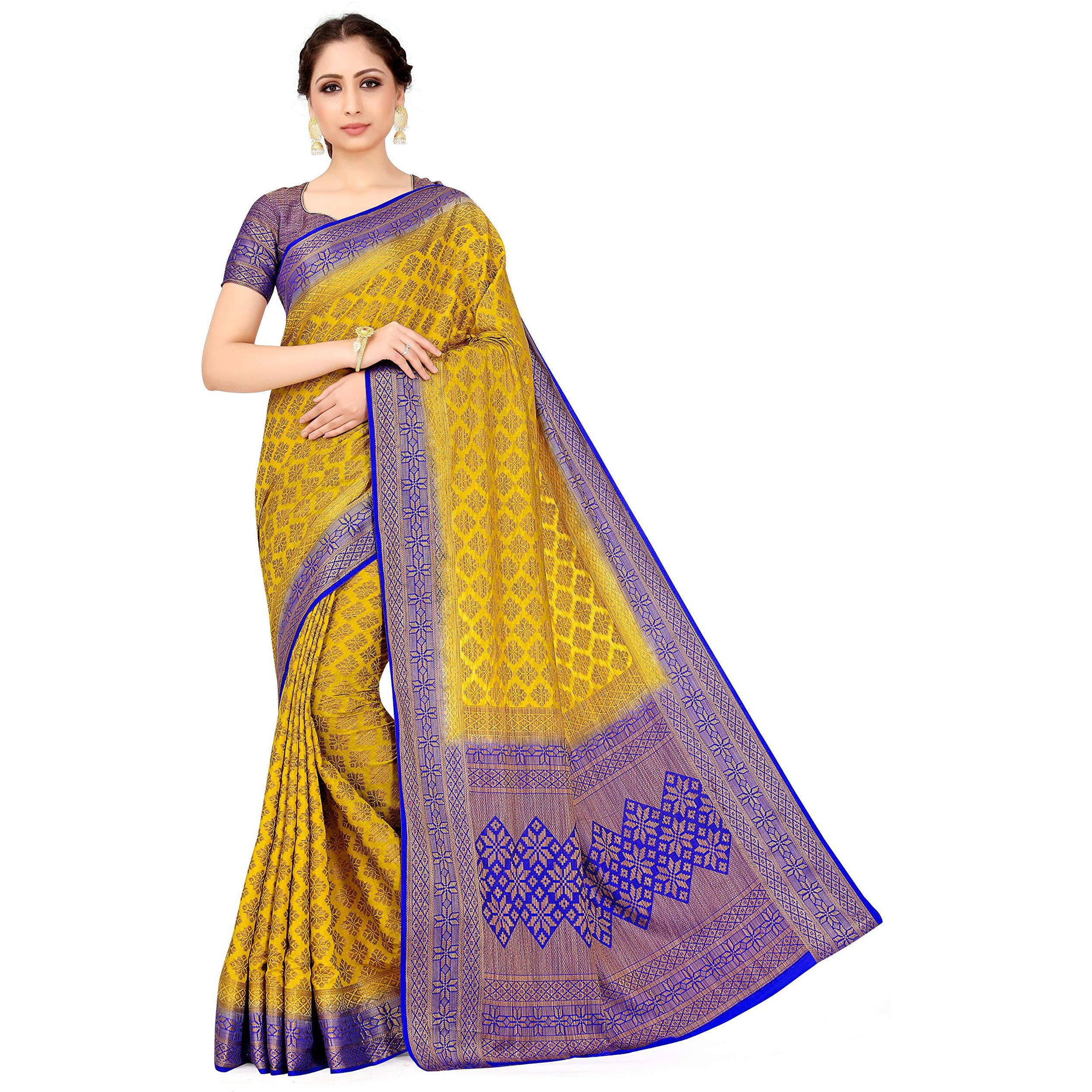 Mimosa Womens Patola Art Silk Saree (4573-2528-2D-Gd-Rb_Mustard)