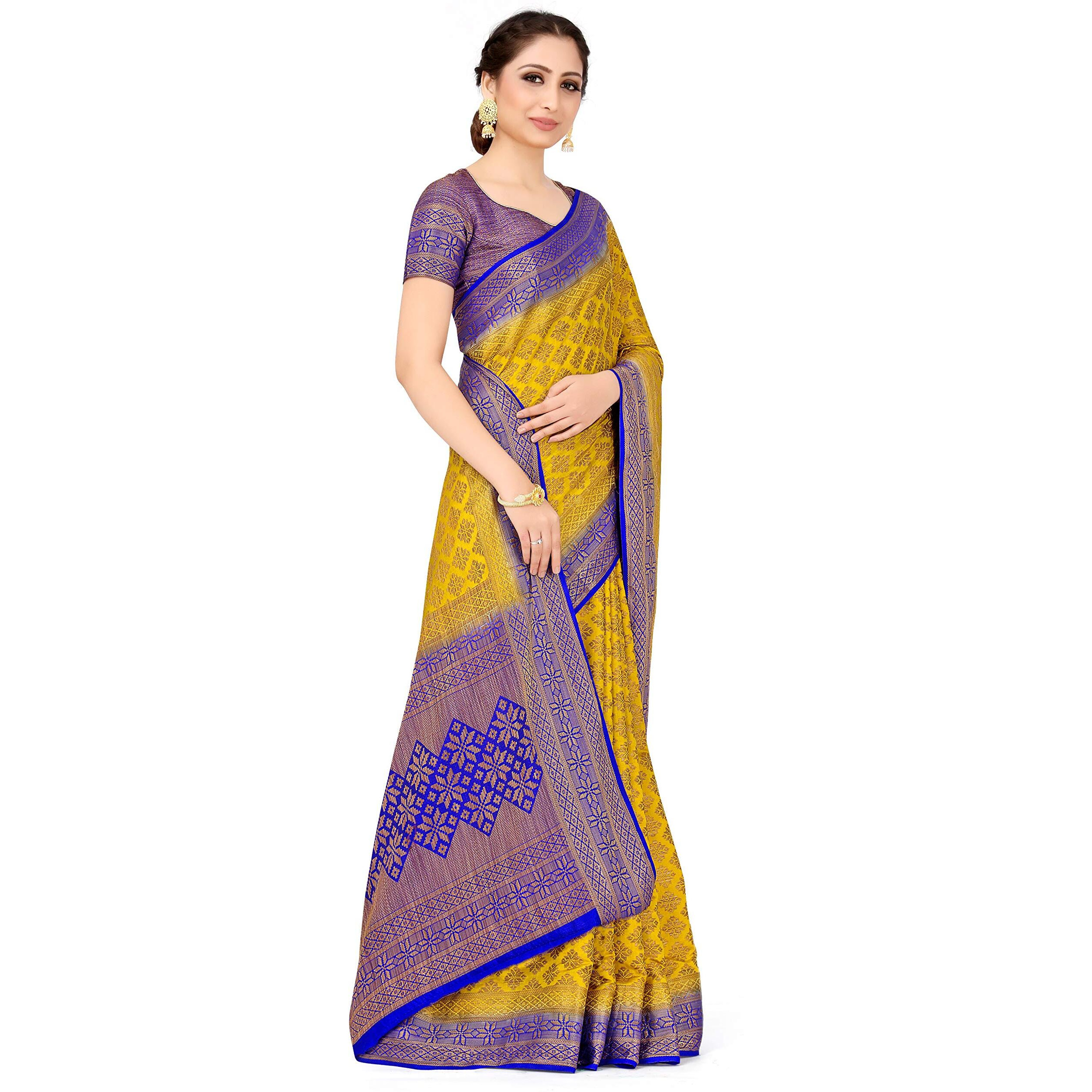 Mimosa Womens Patola Art Silk Saree (4573-2528-2D-Gd-Rb_Mustard)