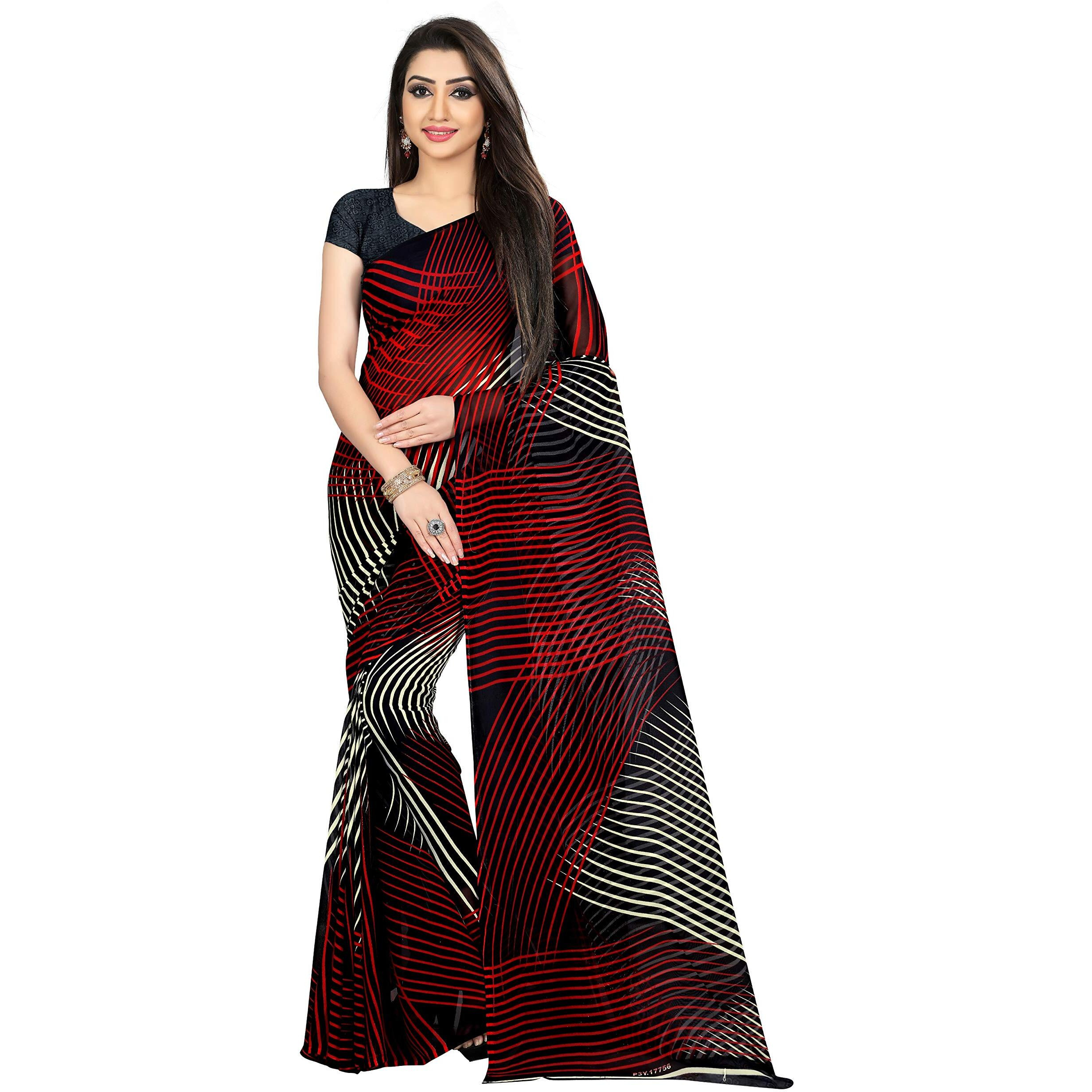 Anand Sarees Womens Georgette Saree with Blouse Piece (1472_multicoloured_os_Multicolour)