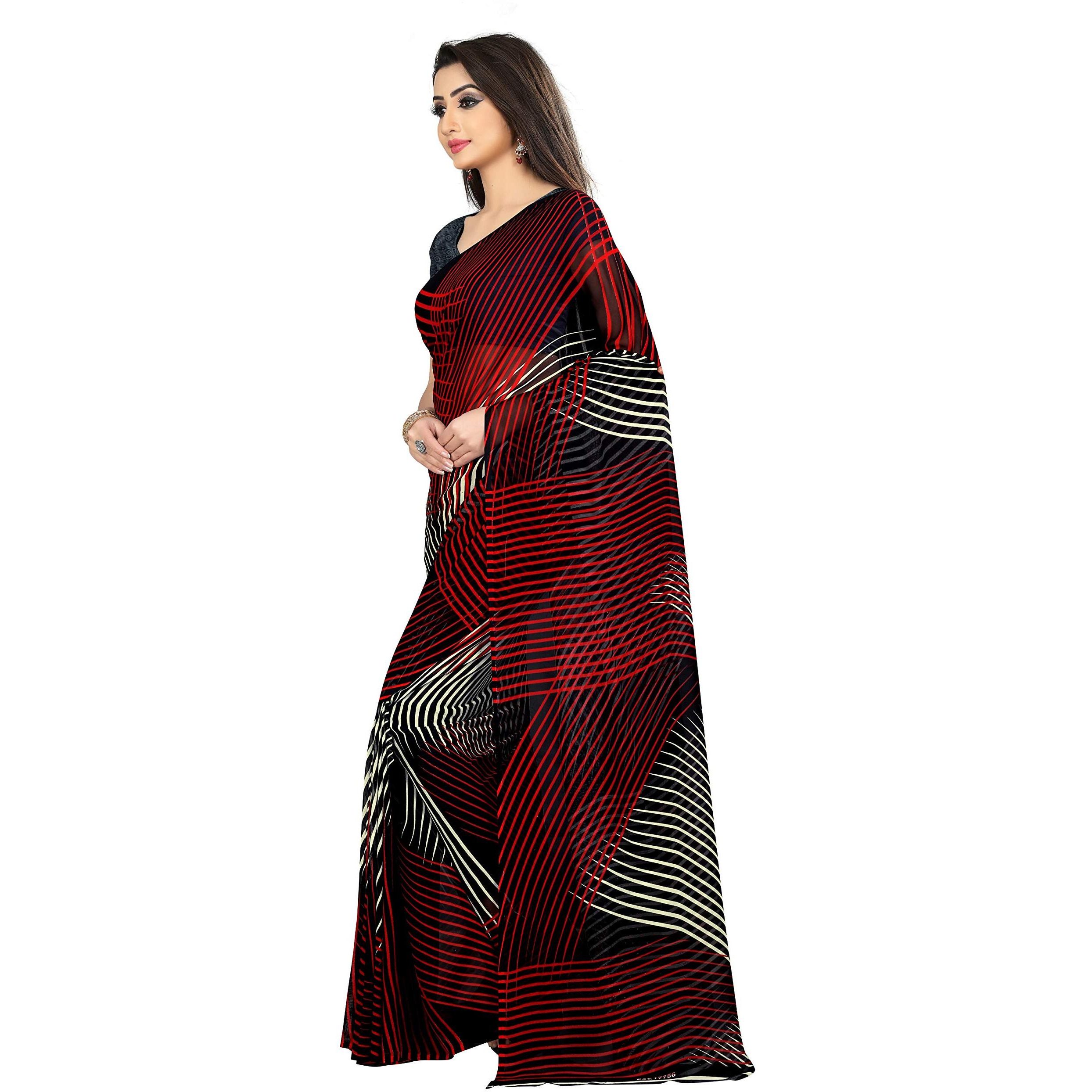 Anand Sarees Womens Georgette Saree with Blouse Piece (1472_multicoloured_os_Multicolour)