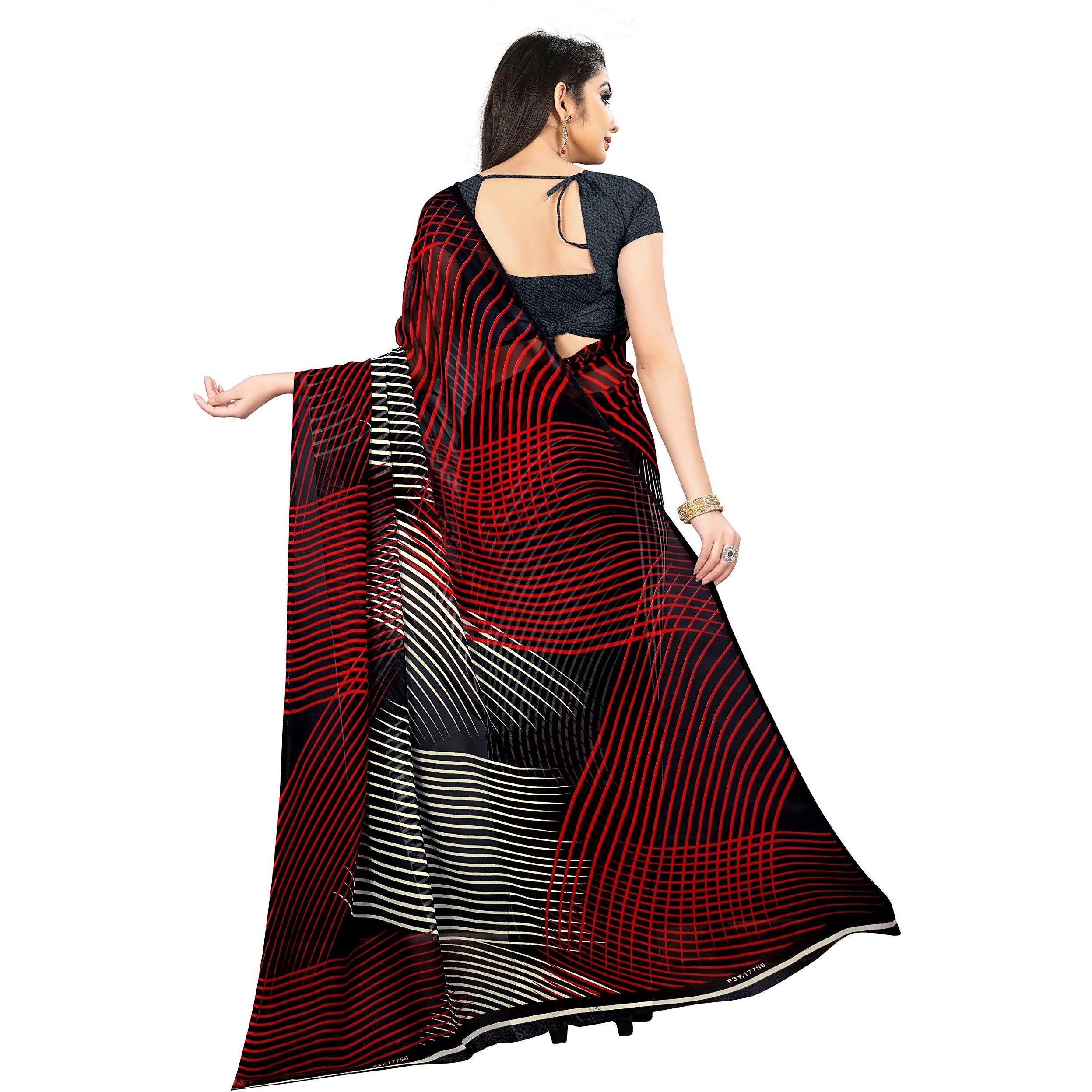 Anand Sarees Womens Georgette Saree with Blouse Piece (1472_multicoloured_os_Multicolour)