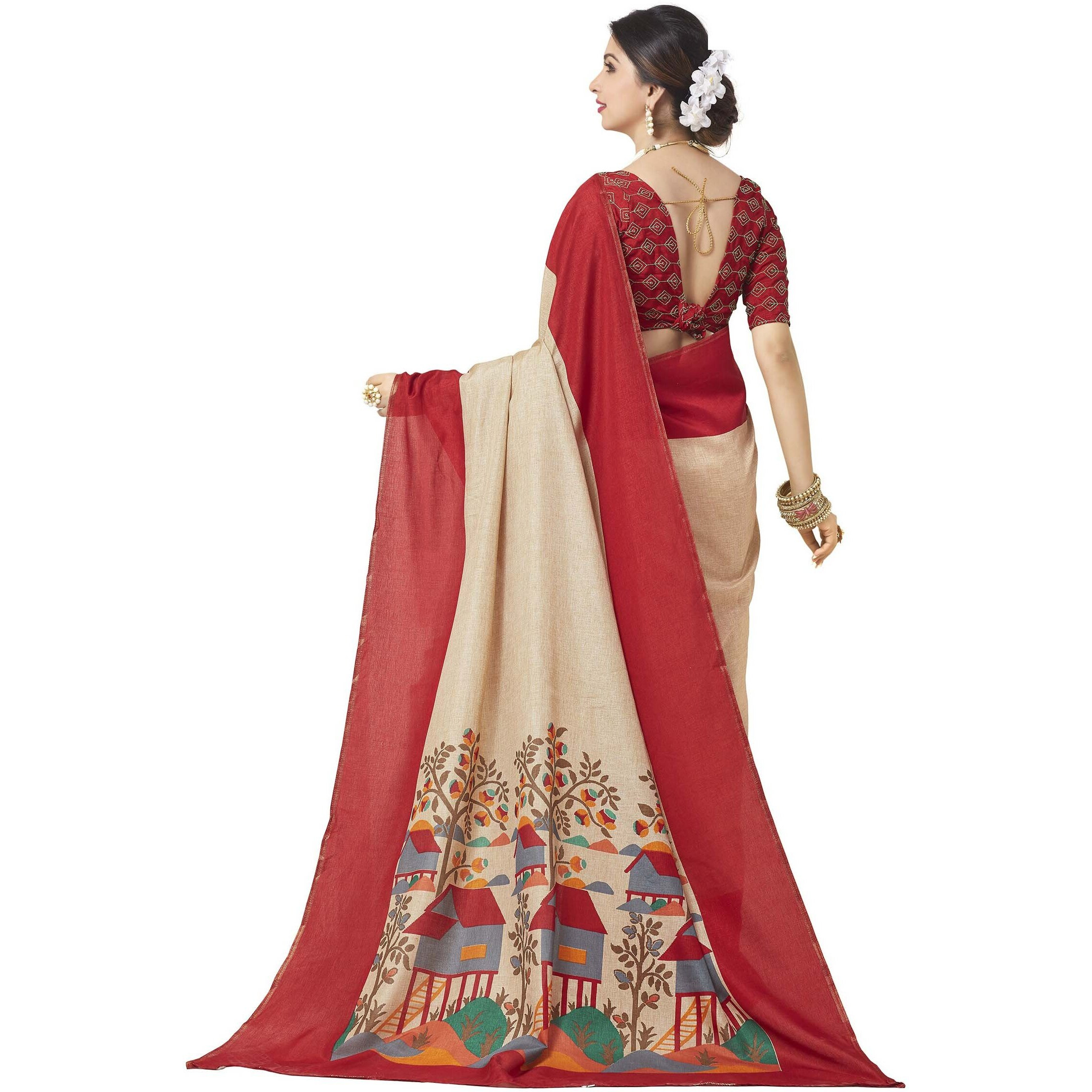 Miraan Art Silk Saree with blouse Piece For Women (SRH008,Red)