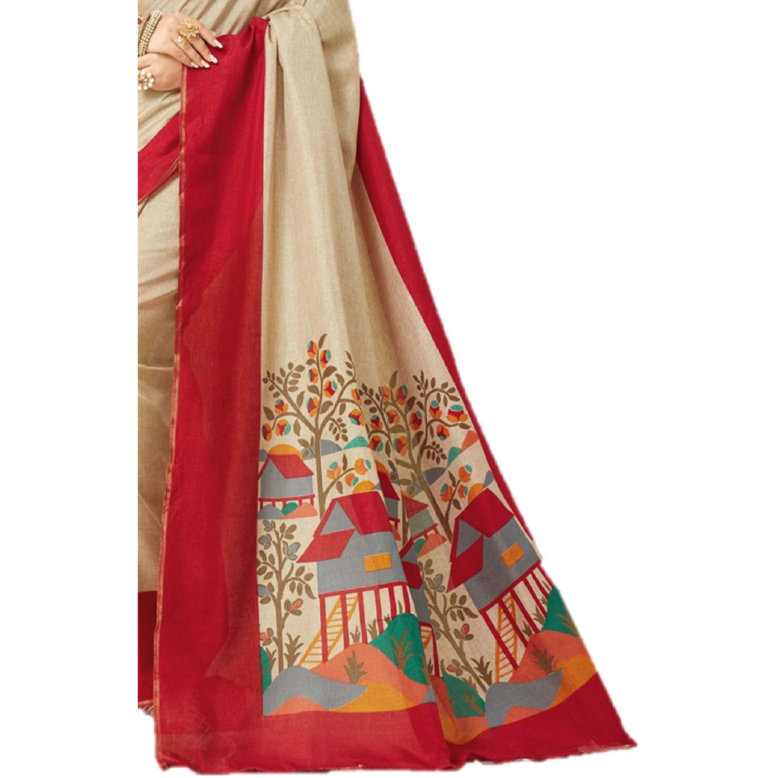 Miraan Art Silk Saree with blouse Piece For Women (SRH008,Red)