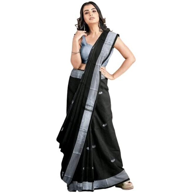 Florely Womens Paithani Cotton Silk Saree With Unstiched Blouse Piece