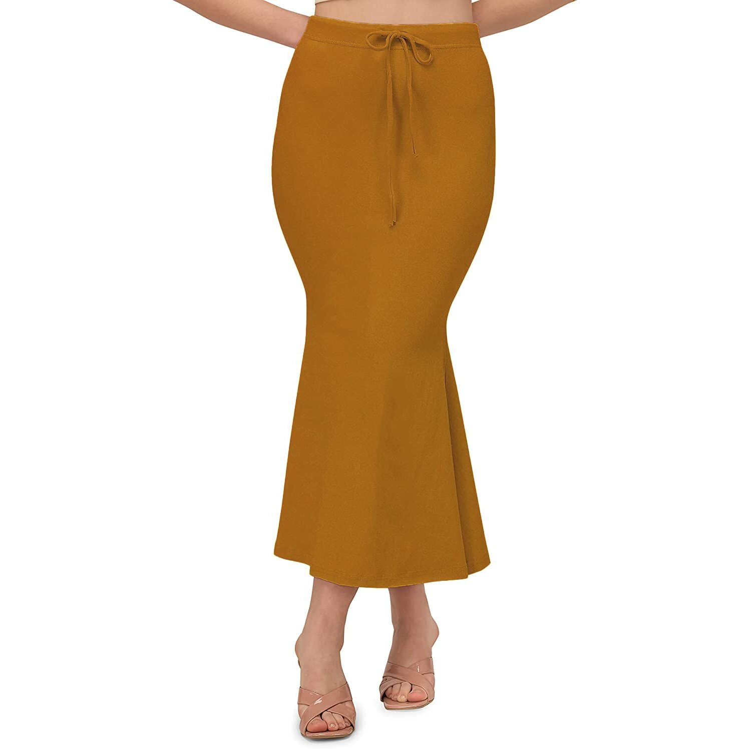 GRECIILOOKS Womens Fancy Cotton Lycra Regular Fit Patticoat (Mustard, Medium)