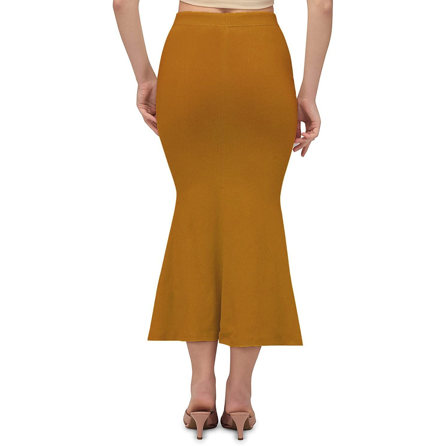 GRECIILOOKS Womens Fancy Cotton Lycra Regular Fit Patticoat (Mustard, Medium)