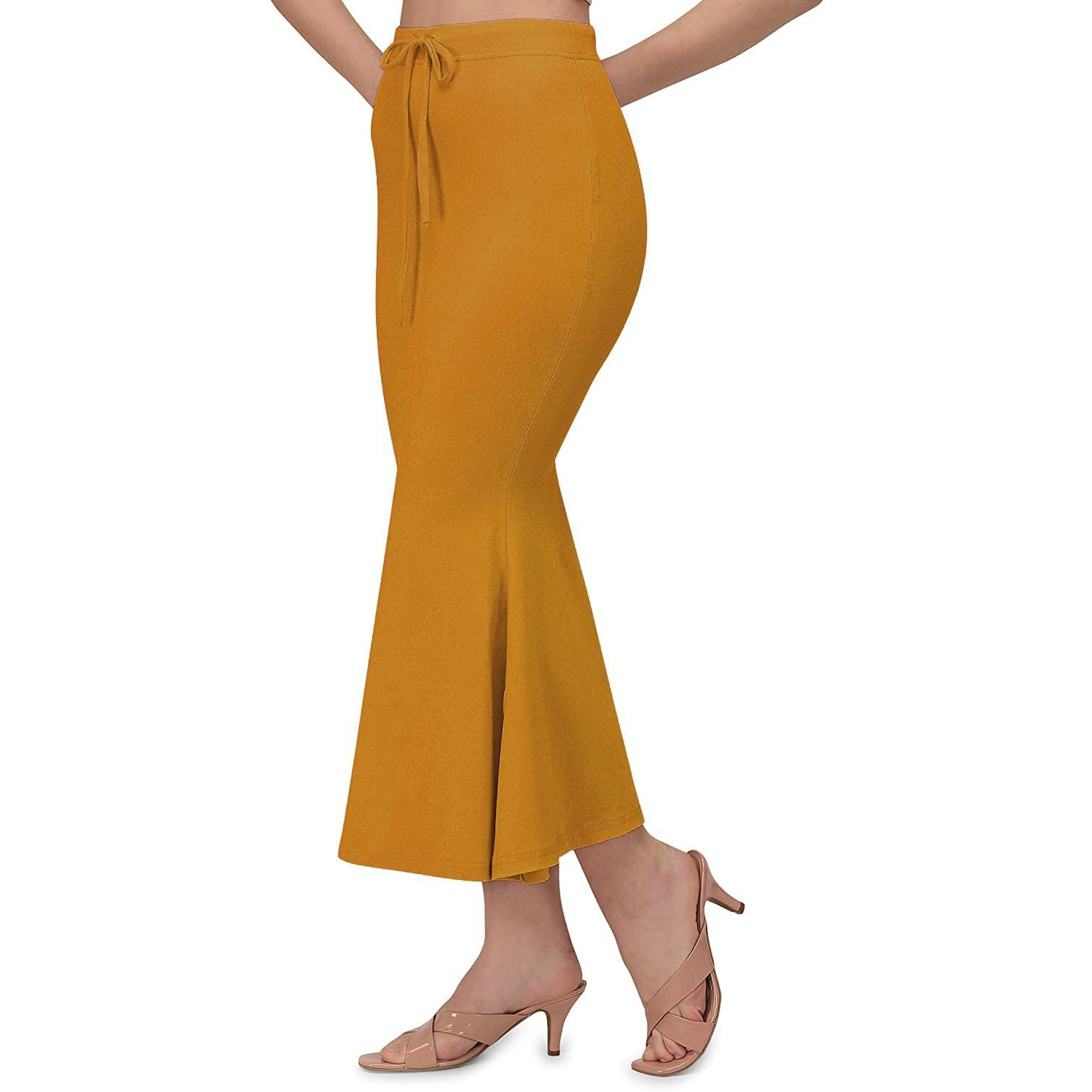 GRECIILOOKS Womens Fancy Cotton Lycra Regular Fit Patticoat (Mustard, Medium)