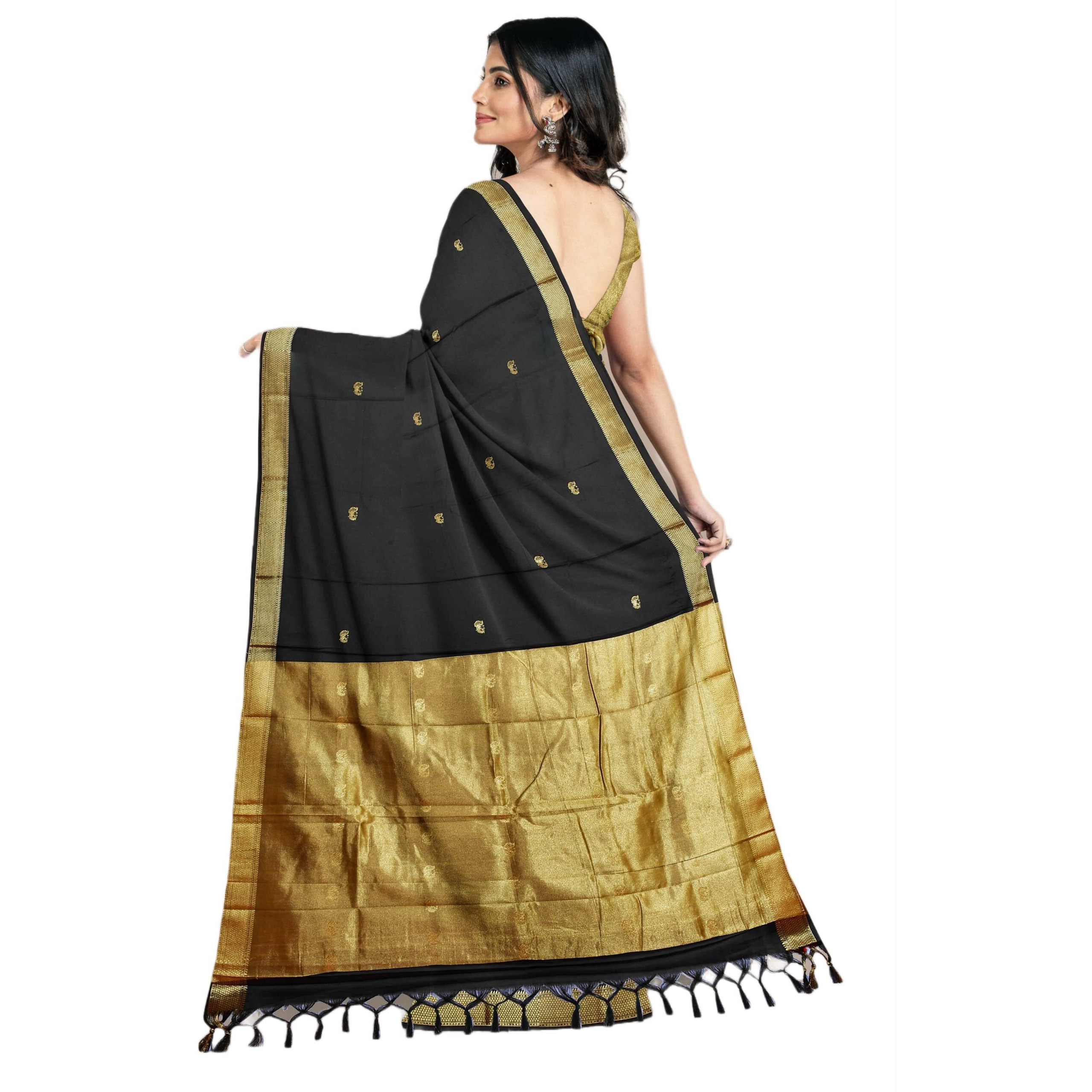 Florely Womens Paithani Cotton Silk Saree With Unstiched Blouse Piece