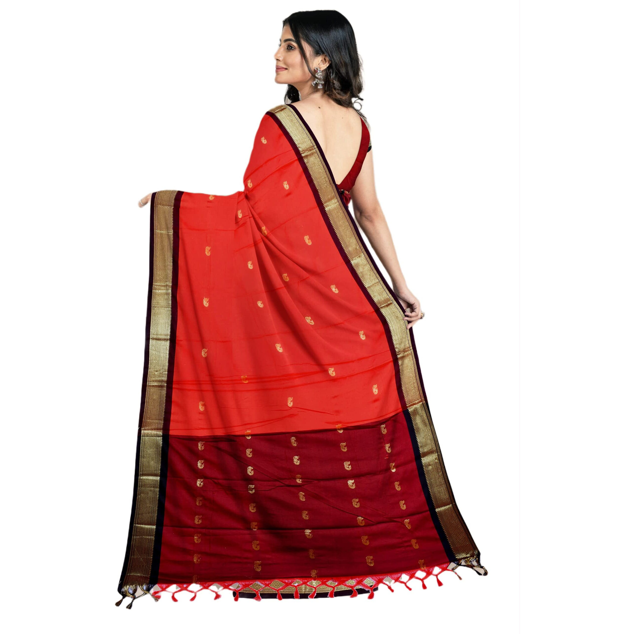 Florely Womens Paithani Cotton Silk Saree With Unstiched Blouse Piece