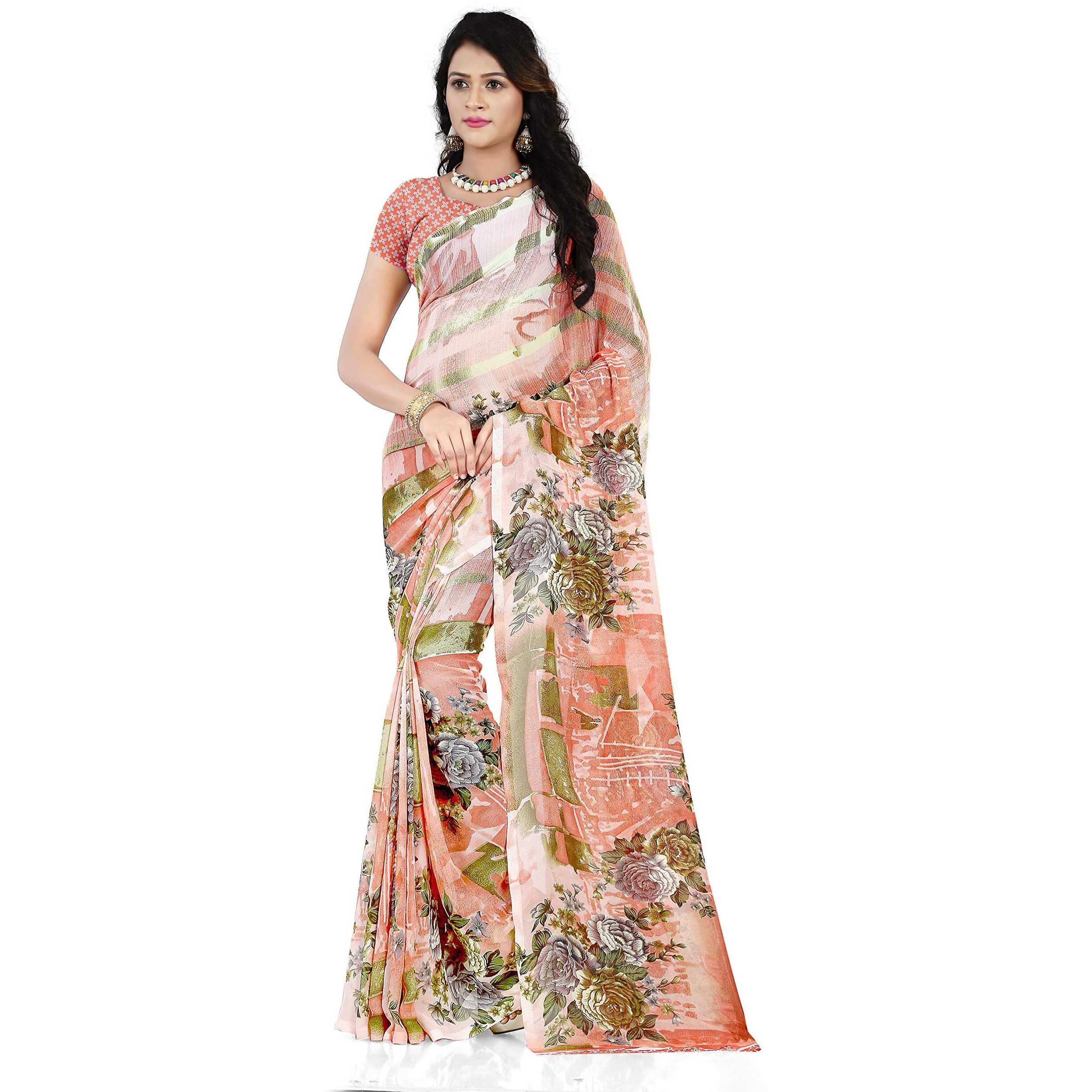 Anand Sarees Womens Bhagalpuri Georgette Saree with Blouse Piece (COMBO_1287_1499_Multicolour)