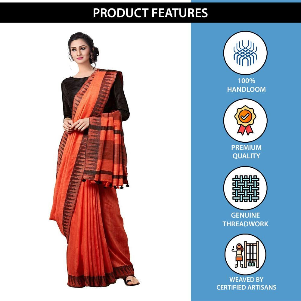 Womens Bhagalpuri Silk Saree With Blouse Piece (omen_001_Orange)