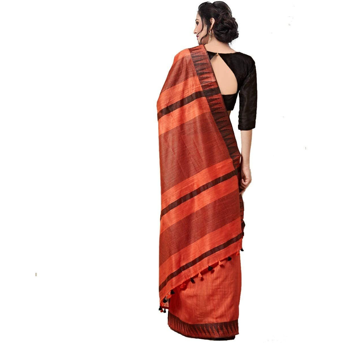 Womens Bhagalpuri Silk Saree With Blouse Piece (omen_001_Orange)