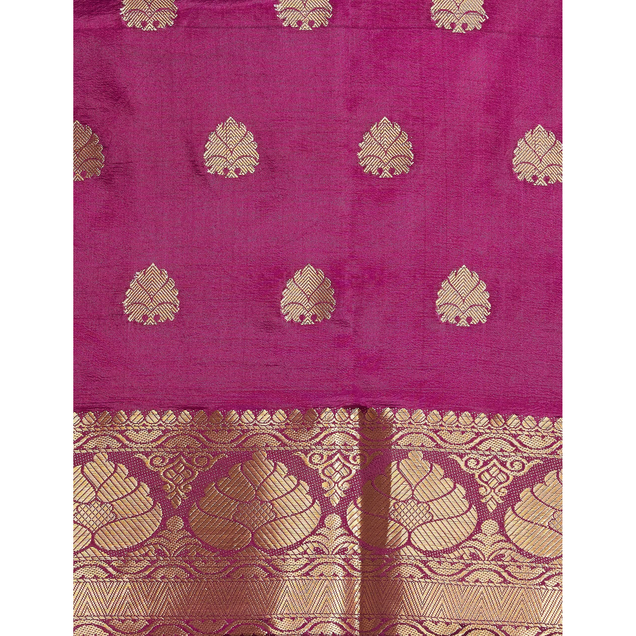 MSRETAIL Womens Self Design Kanjivaram Poly Silk Saree with Blouse Piece (HM-WAVES-4065_Pink, Magenta_Free)