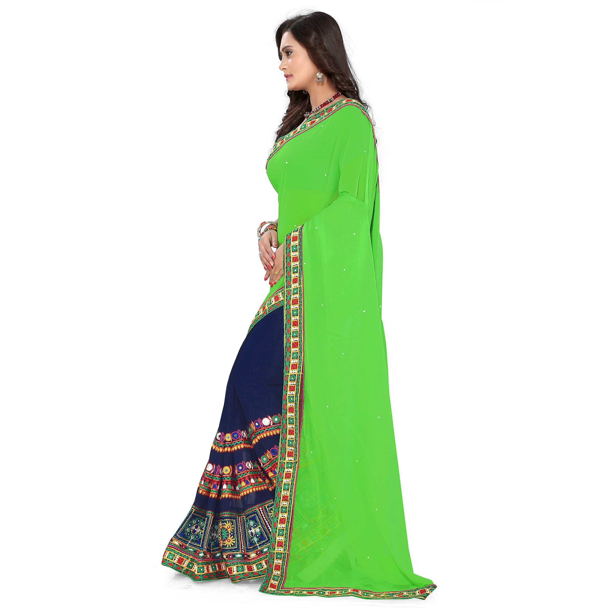 arriva fab Women Georgette Saree (Riva2_38_p2_Green & Blue)