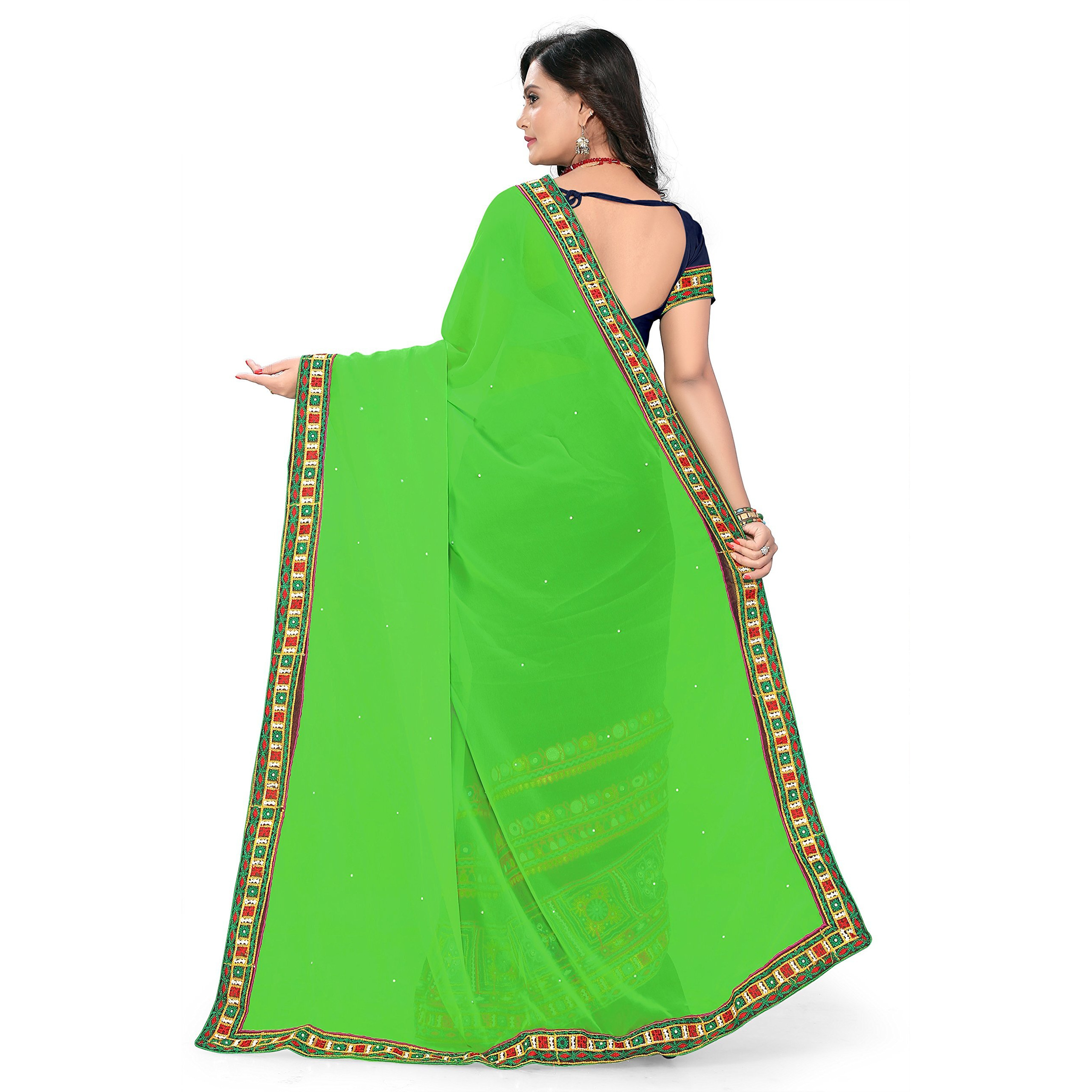 arriva fab Women Georgette Saree (Riva2_38_p2_Green & Blue)