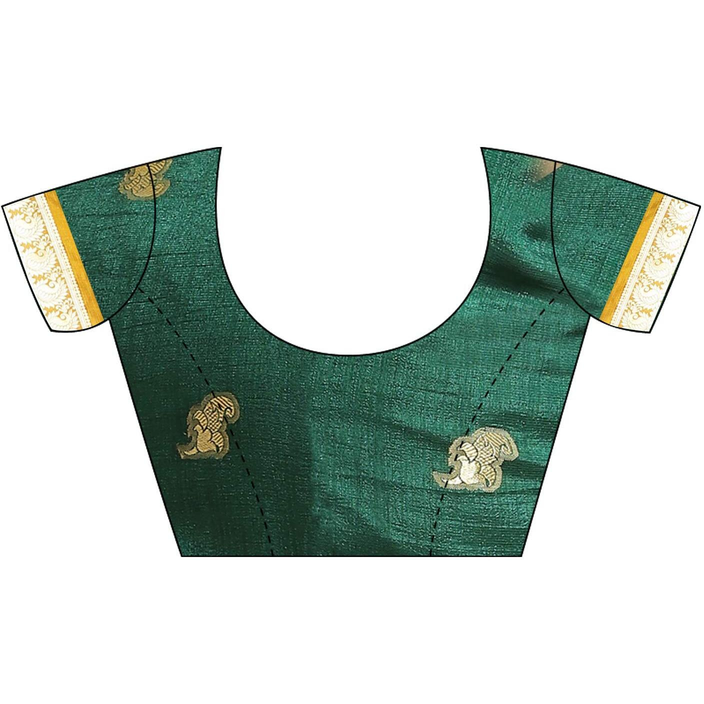 AKHILAM Womens Woven Border Georgette Saree With Unstitched Blouse Piece(Green_IYAT5304)