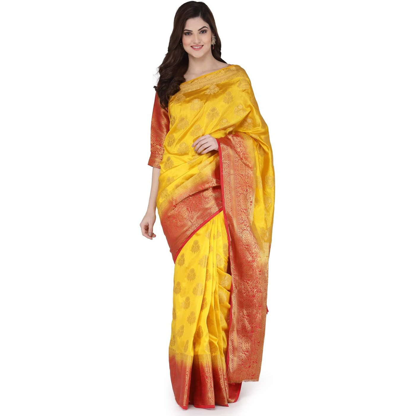 SERONA FABRICS Womens Banarasi Art Silk Saree With Blouse Piece (SERONA1297_Light Yellow)