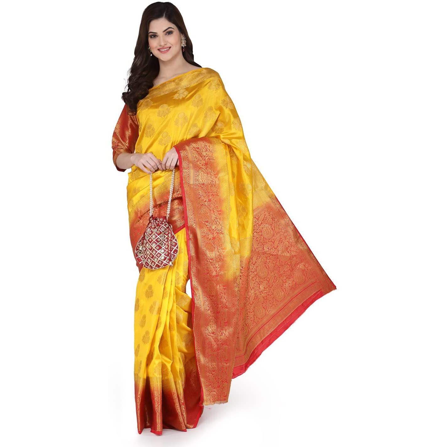 SERONA FABRICS Womens Banarasi Art Silk Saree With Blouse Piece (SERONA1297_Light Yellow)