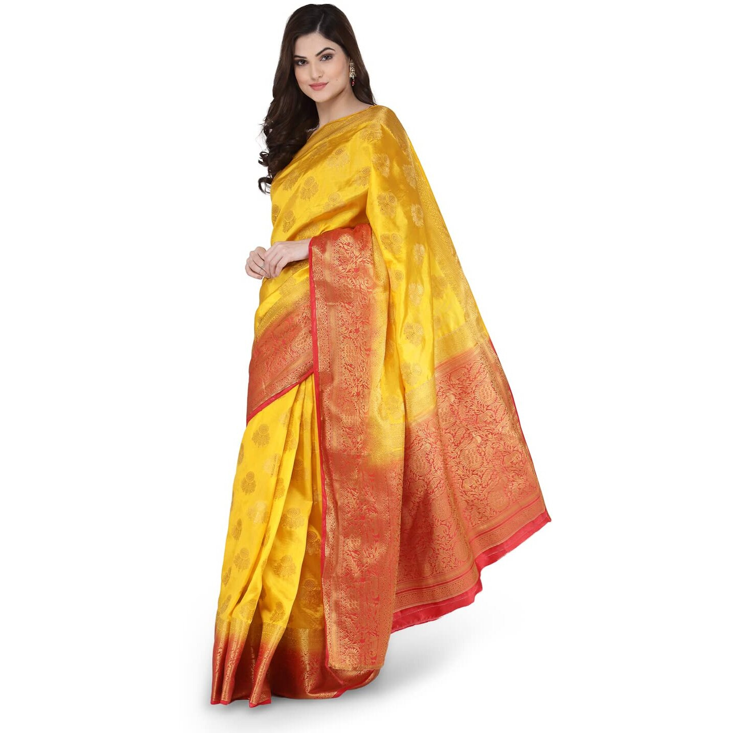 SERONA FABRICS Womens Banarasi Art Silk Saree With Blouse Piece (SERONA1297_Light Yellow)