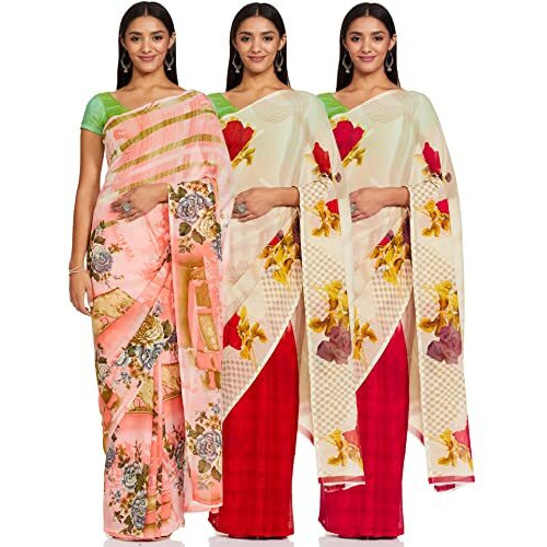 Anand Womens Combo of Georgette Sarees with Blouse Piece(PackSet of 2 sarees COMBO_AS_1080_1287)