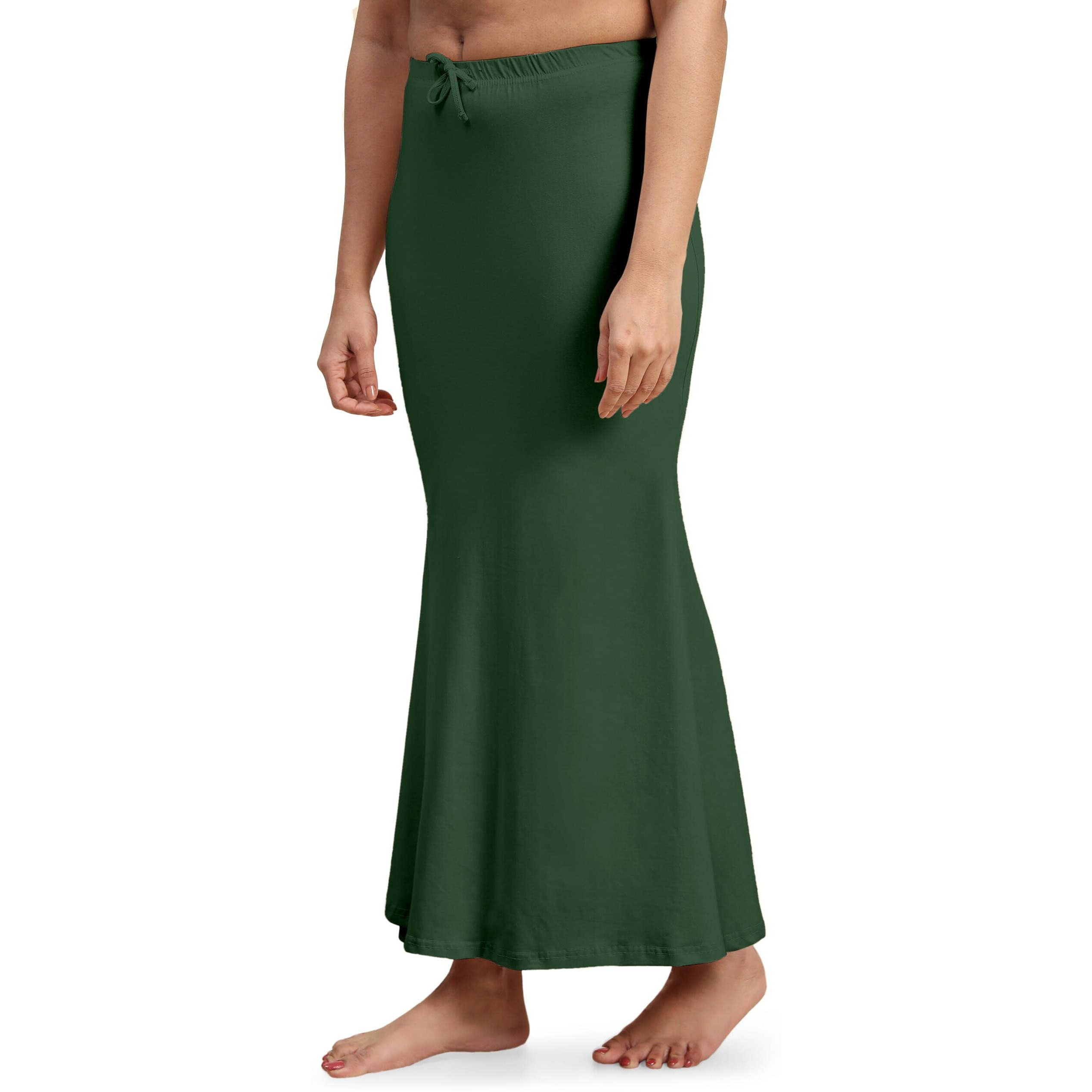 Laavaan Womens Cotton Blend Fishcut Saree Shapewear,Petticoat,Skirt, Comfortwear Forest Green