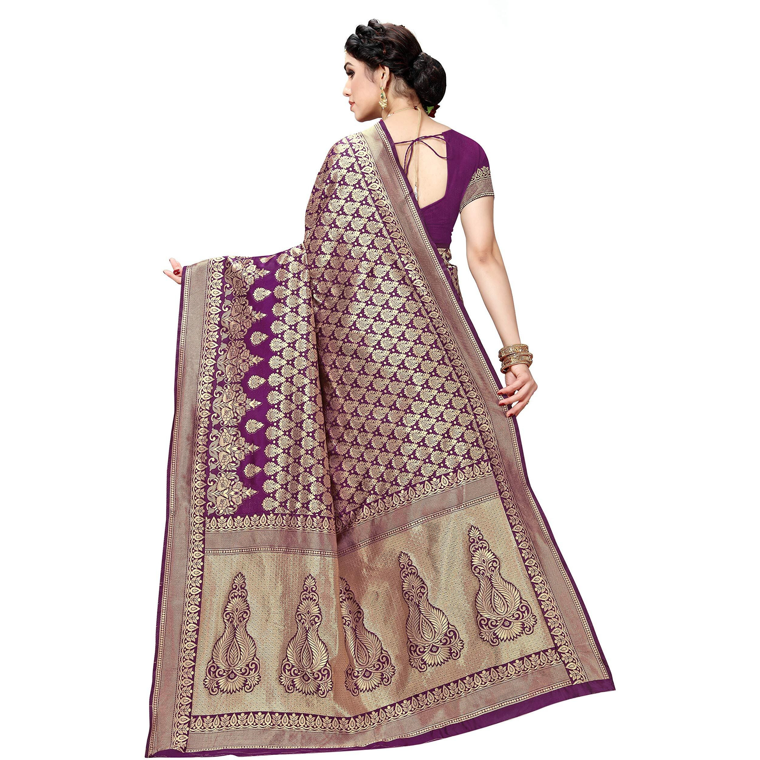 Sidhidata Womens Jacquard Silk Saree With Blouse Piece (W Jamli, Pure Silk), Wine