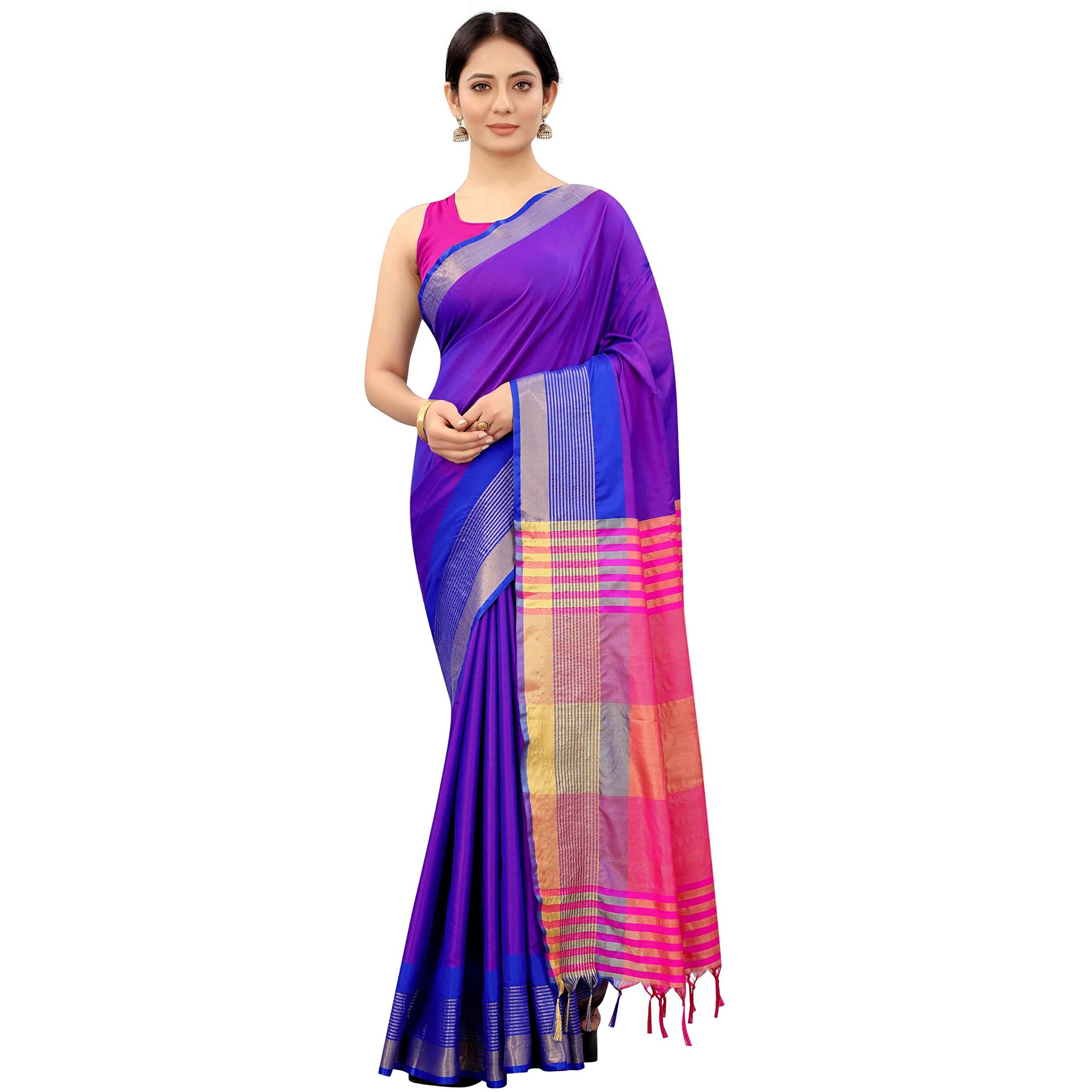 Enthone Womens Uppada Art Silk Saree With Blouse Piece (SZ-AURA2-BU-761_Blue)