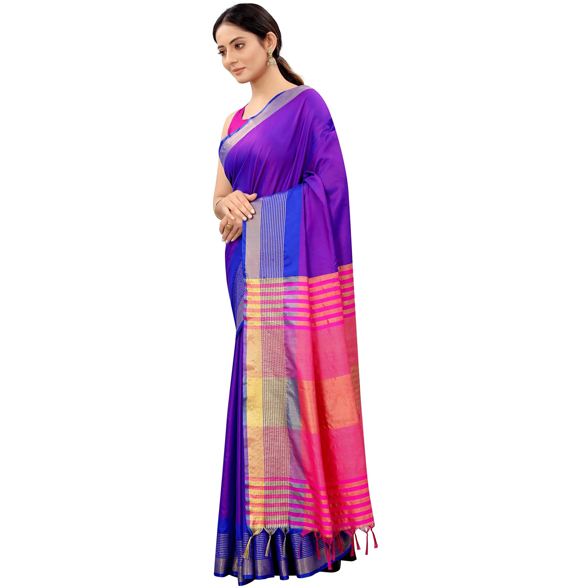 Enthone Womens Uppada Art Silk Saree With Blouse Piece (SZ-AURA2-BU-761_Blue)