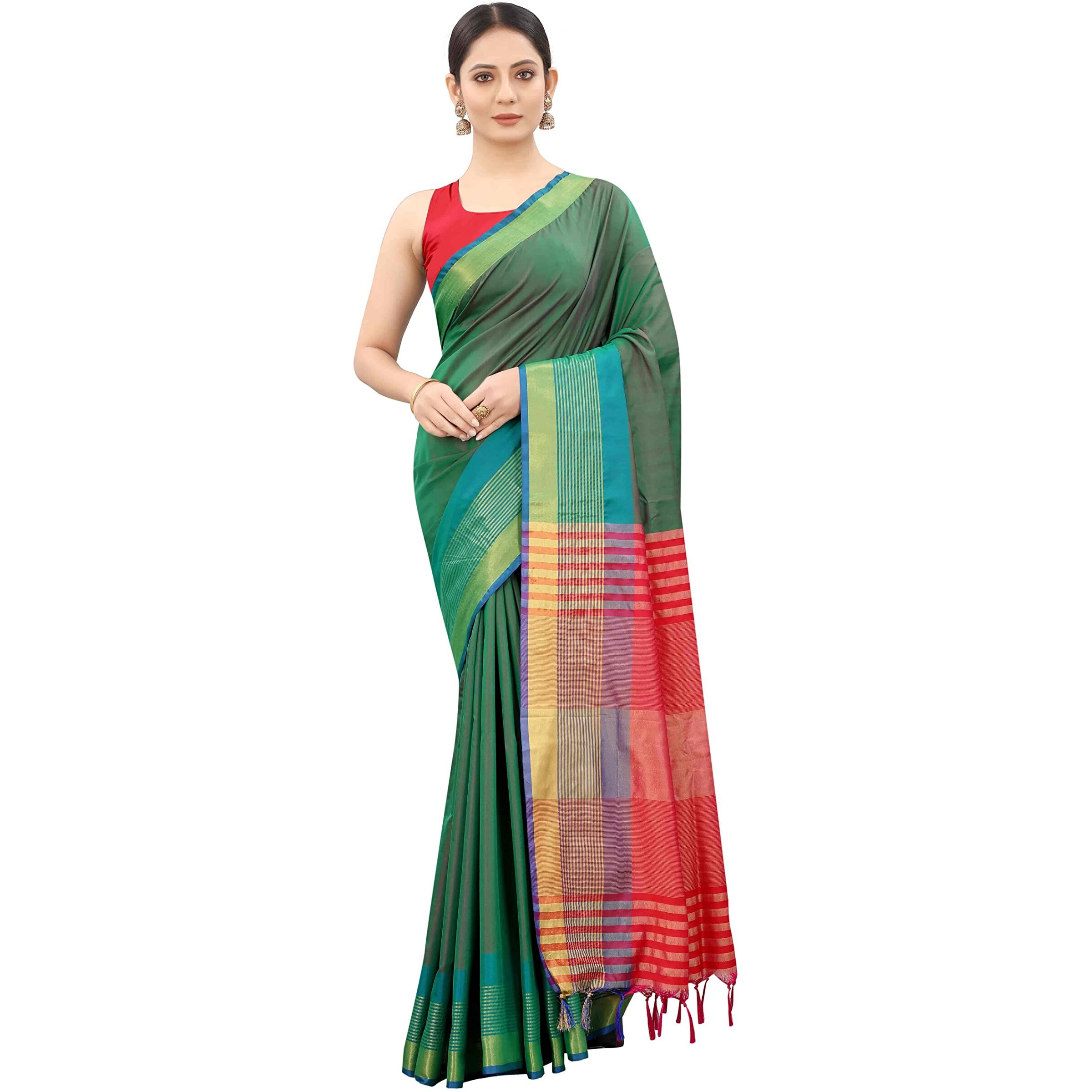 Enthone Womens Uppada Art Silk Saree With Blouse Piece (SZ-AURA2-GN-758_Green)