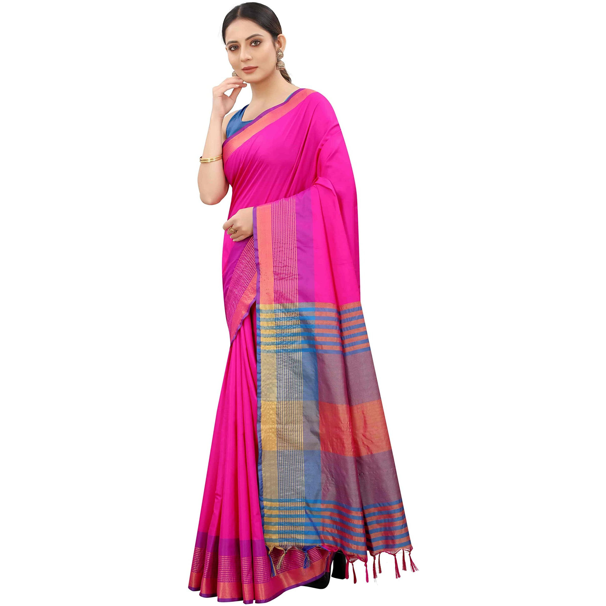 Enthone Womens Uppada Art Silk Saree With Blouse Piece (SZ-AURA2-PN-763_Pink)