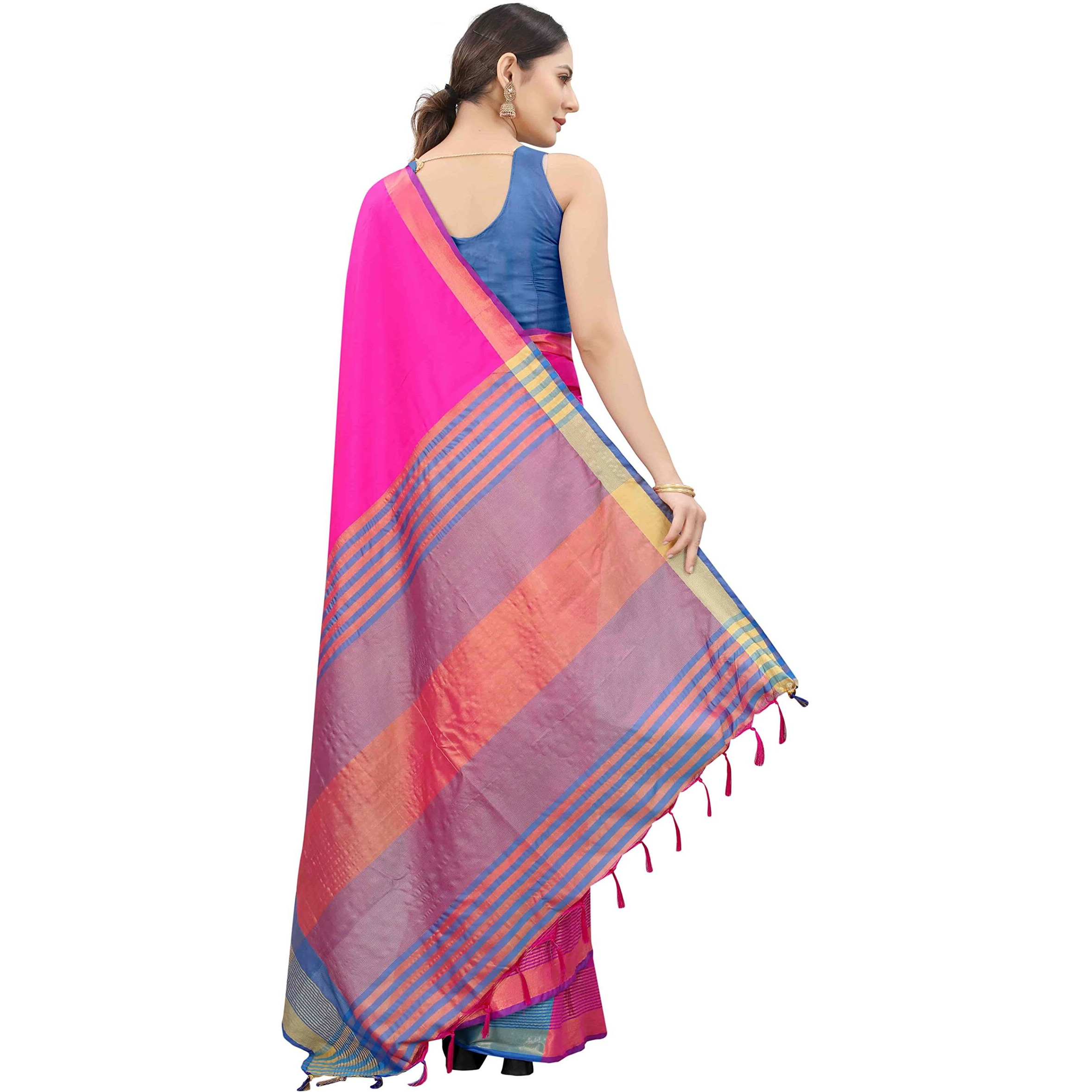 Enthone Womens Uppada Art Silk Saree With Blouse Piece (SZ-AURA2-PN-763_Pink)